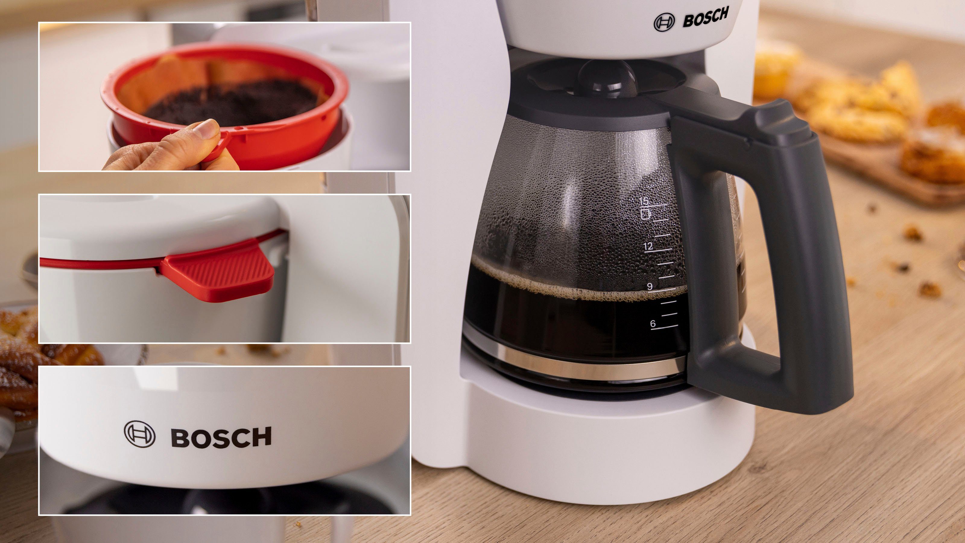 BOSCH Filterkoffieapparaat MyMoment TKA3M131, 1,25 l, 60min warmhoudfunctie, aroma intense, ontkalkingsprogramma, 1200 w