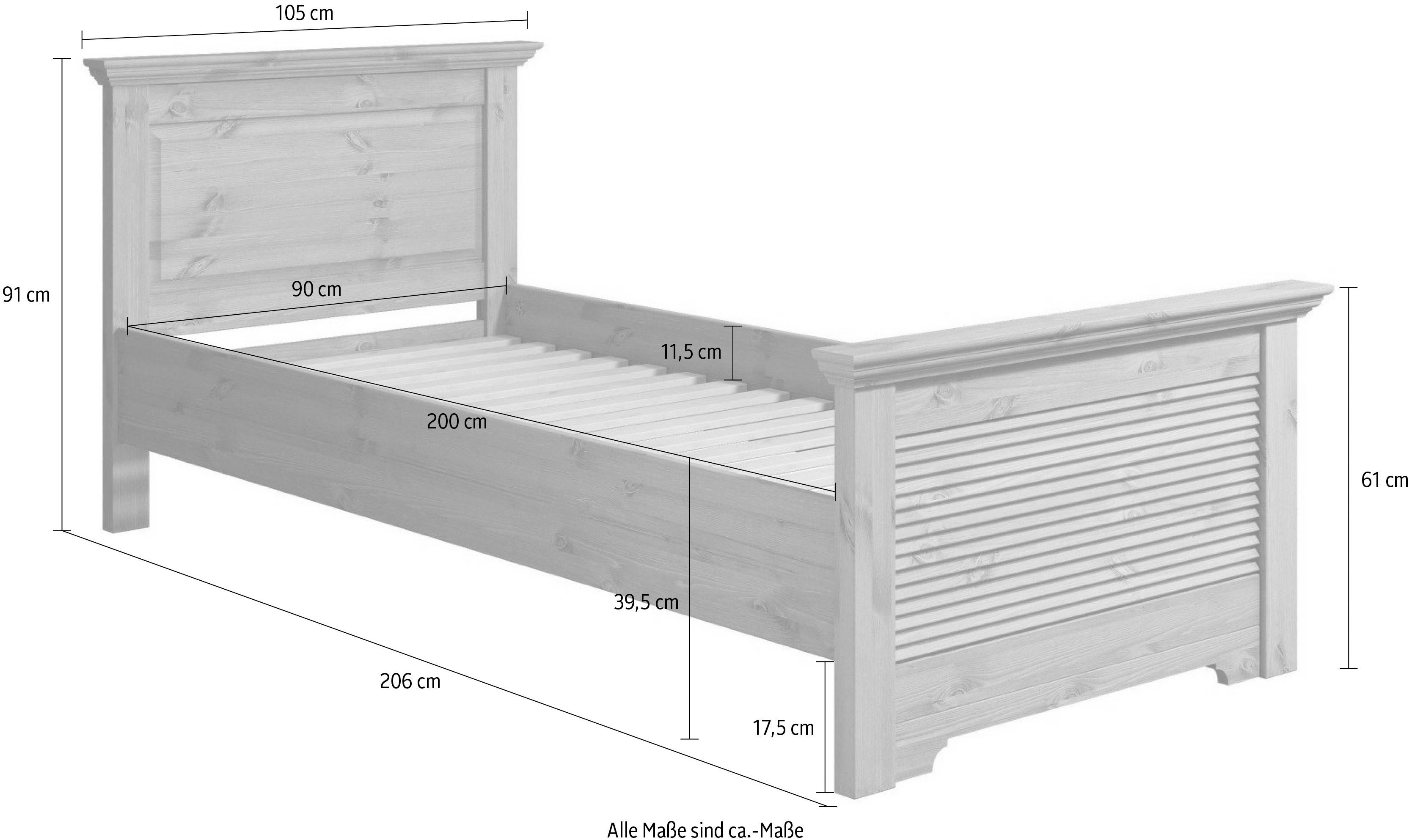 Home affaire Bed Rauna, landhuisstijl, elegant design met lamellen en kassetten, 2 kleuren