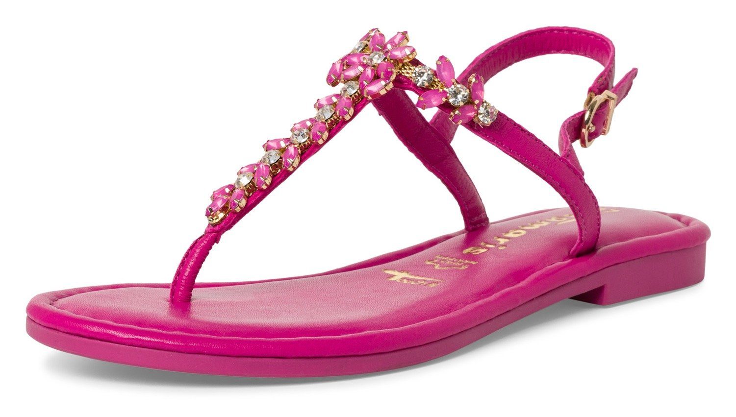 Tamaris Sandalen zomerschoen, sandaal, blokhak, met steentjesversiering
