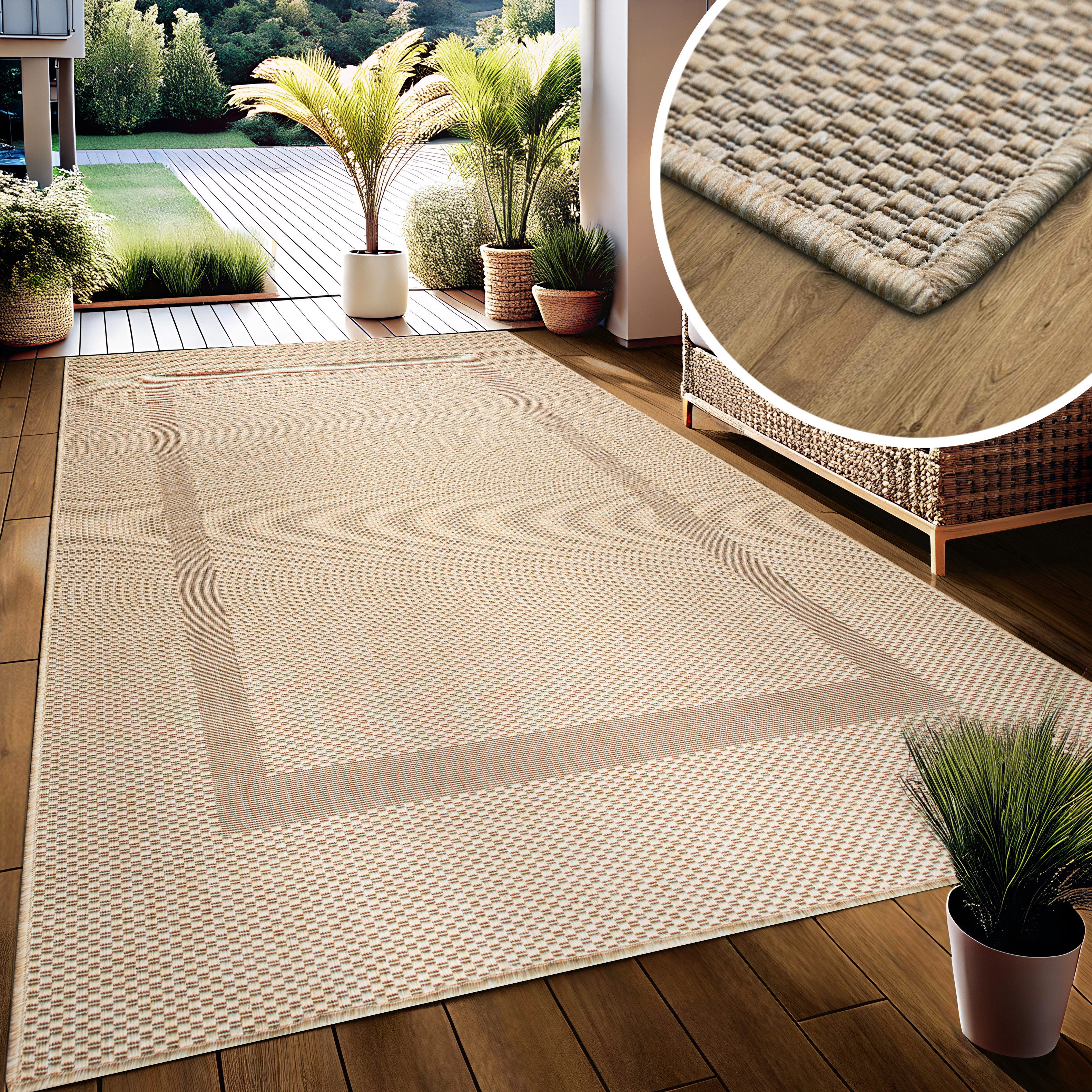 my home Vloerkleed Venetië rand is ook als loper verkrijgbaar Geschikt voor binnen en buiten, sisal-look, weerbestendig & uv-bestendig