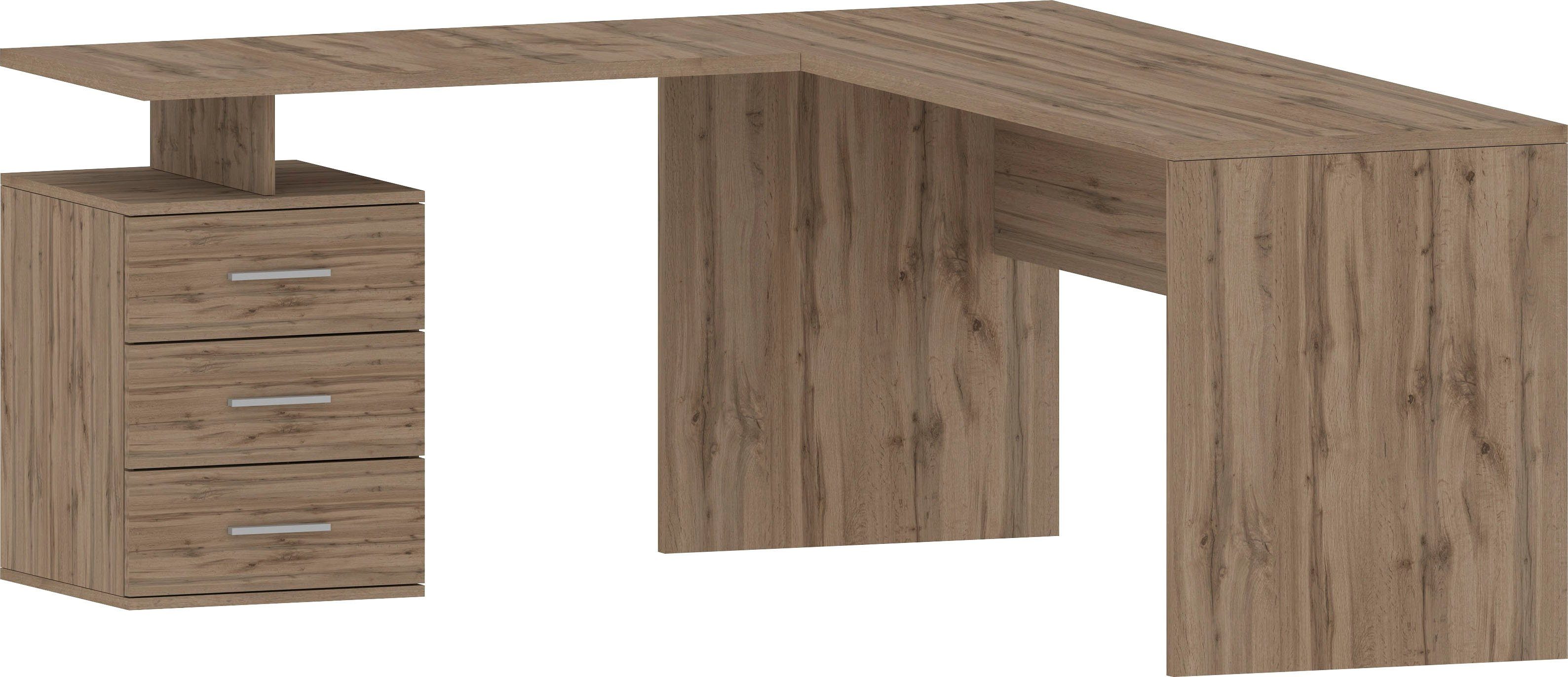 INOSIGN Hoekbureau New Selina Bureau, lades, met of zonder monitorsteun, B 180/160 cm hoekbureaus beige