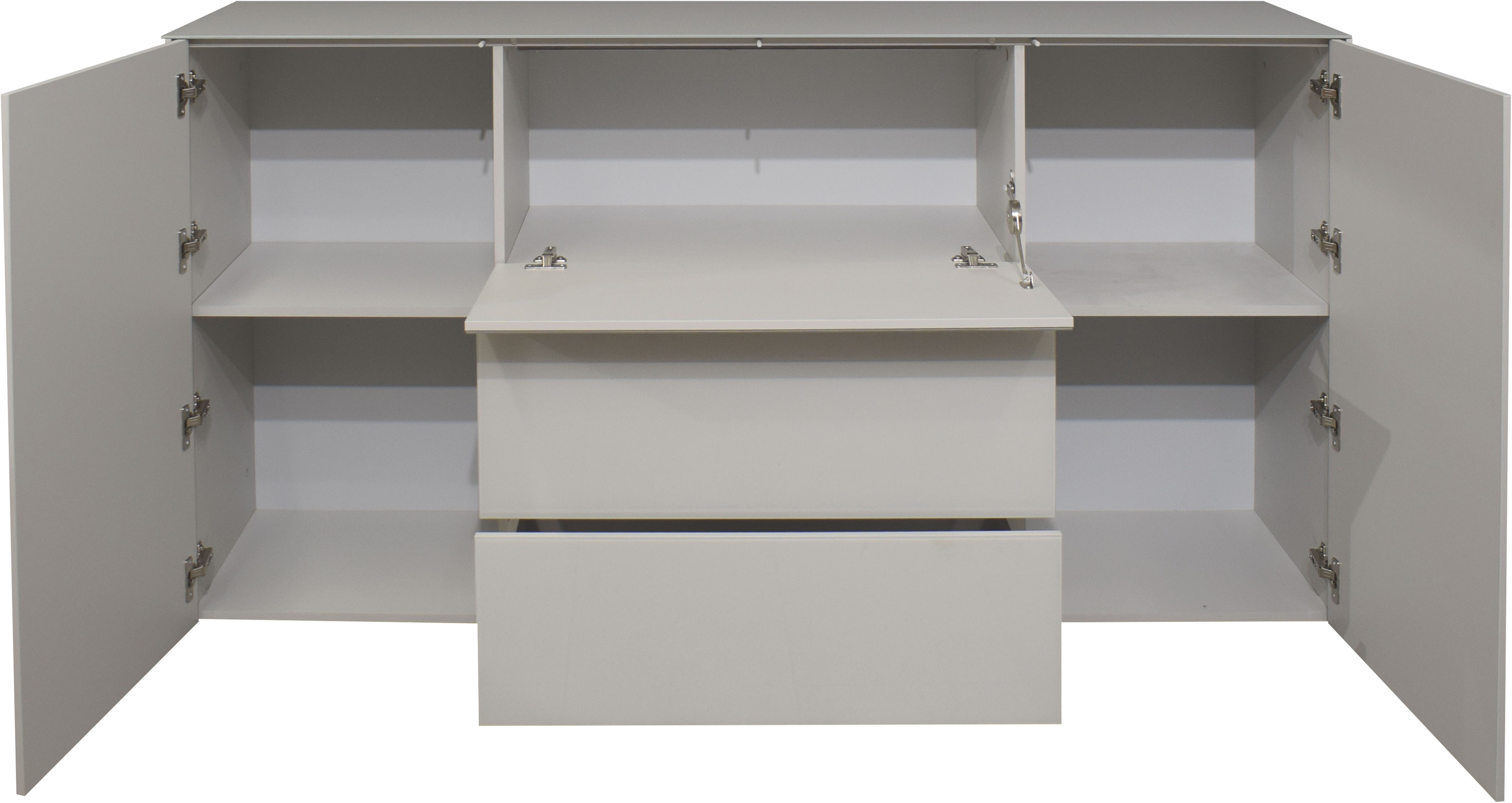Mäusbacher Kast Imola BESTSELLER! Commode met glasfront en glazen bovenblad