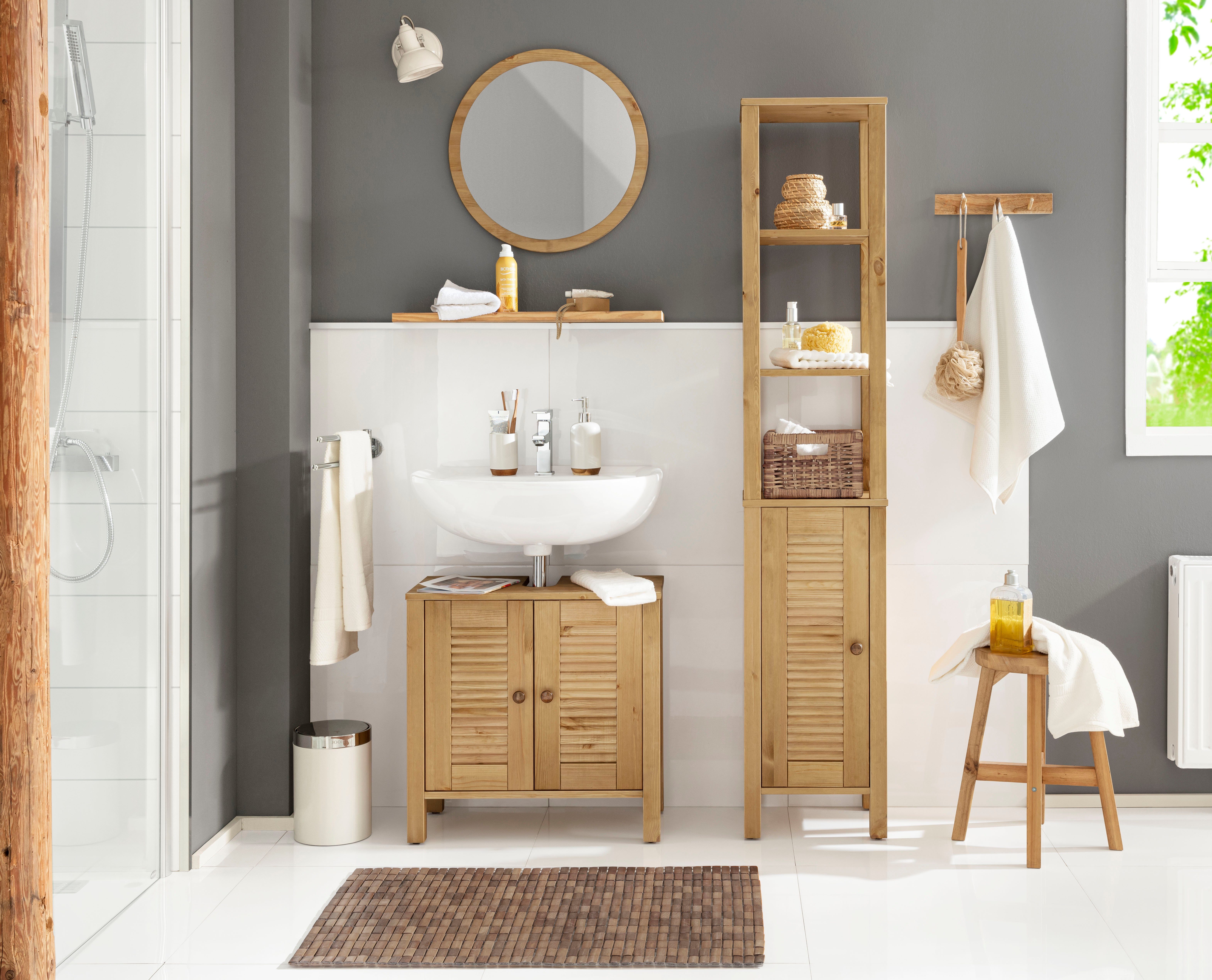 Home affaire Wastafelonderkast Ayanna van massief hout, fsc®, lamellenfront, hoogte 57 cm, breedte 59 cm