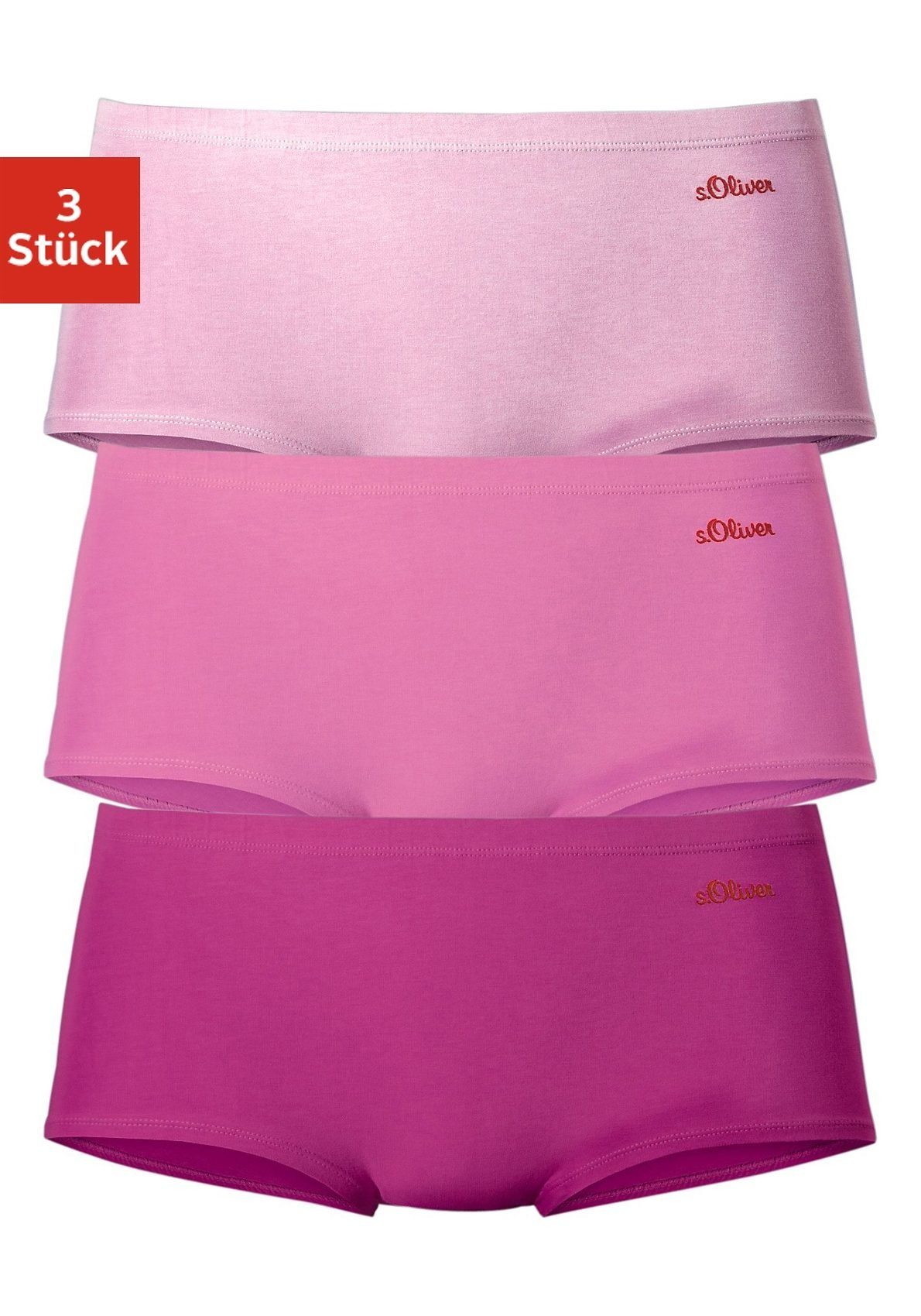 s.Oliver RED LABEL Beachwear Hipster elastische katoenkwaliteit (3 stuks)