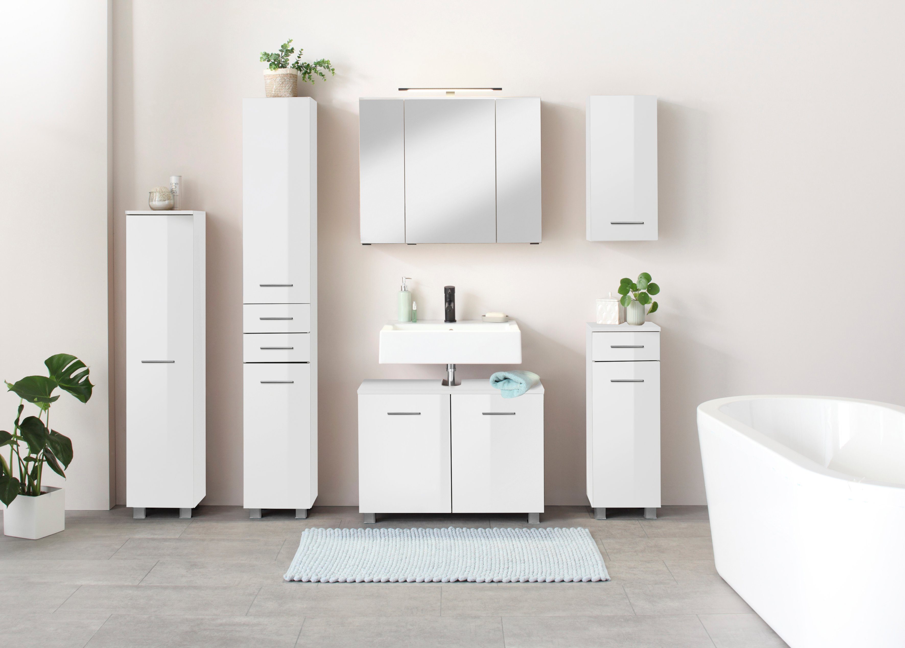 welltime Wastafelonderkast Trento, in verschillende designs en kleuren Badkamermeubel onderkast breedte 80 cm, met veel bergruimte, badkamerkast wastafelonderkast