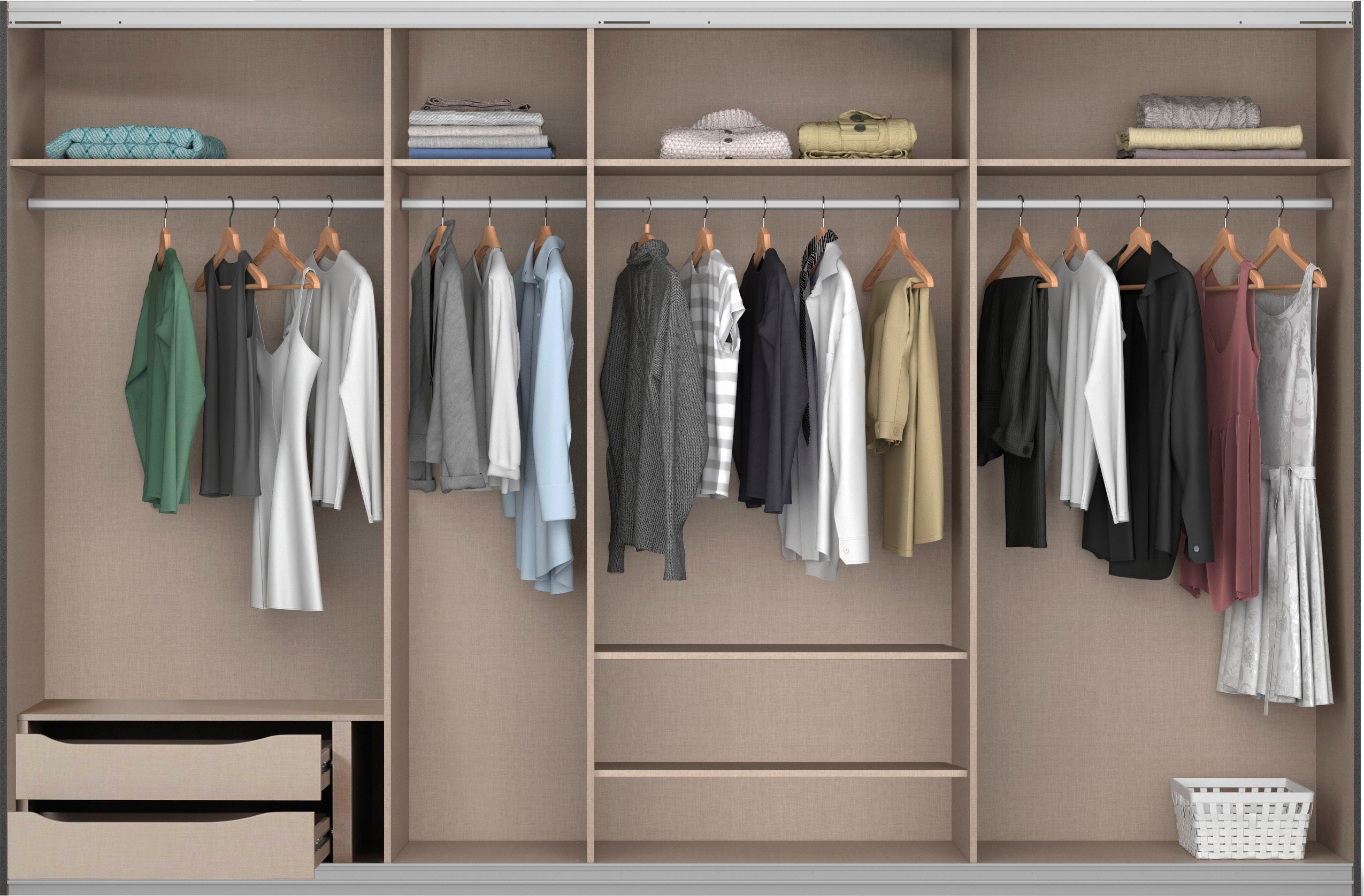 rauch Zweefdeurkast Kledingkast kast garderobe ORACLE met spiegelfront inclusief lade-inzet en extra legplanken made in germany