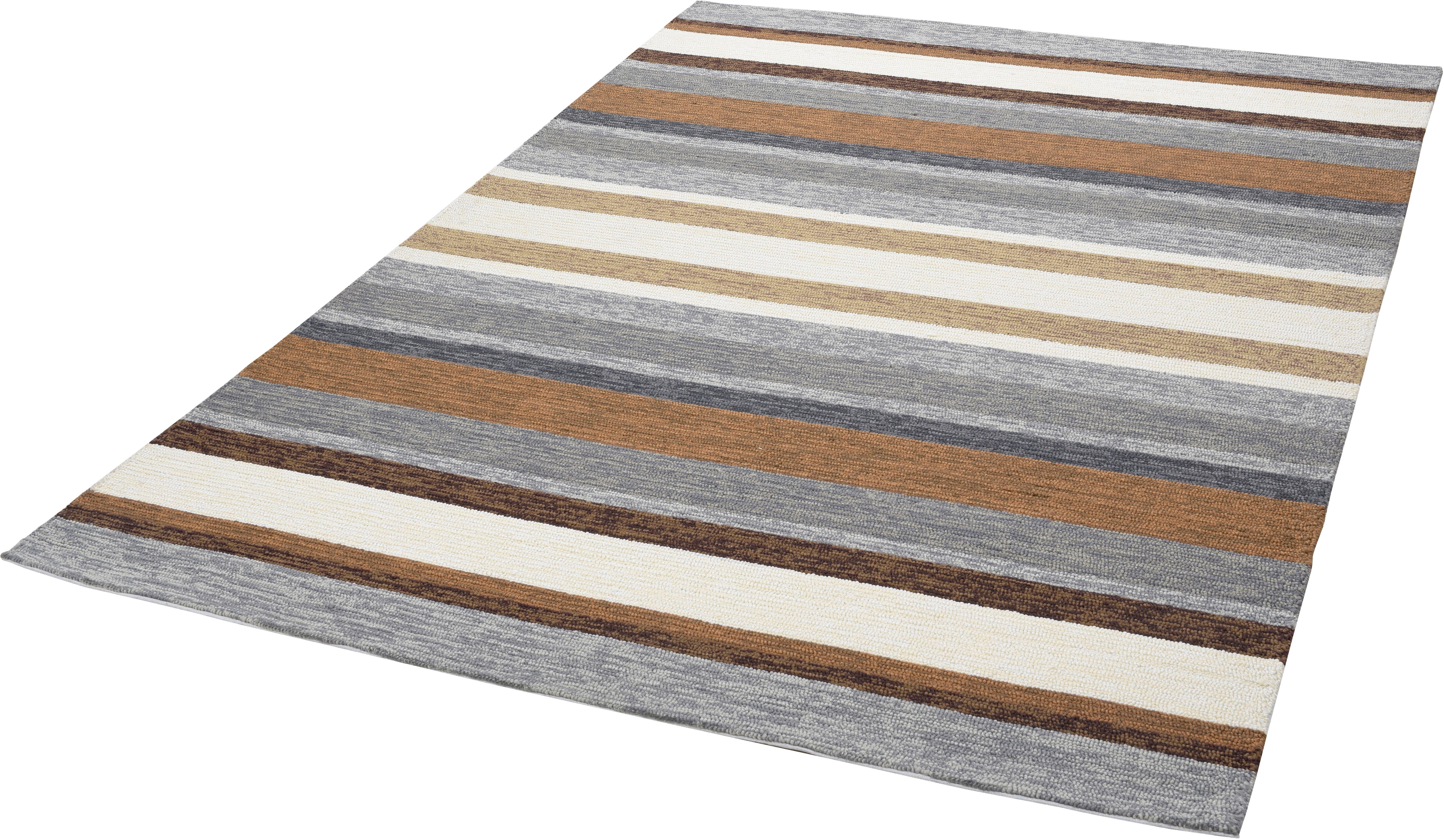 Gino Falcone Vloerkleed Rosetta-Stripes Geschikt voor binnen en buiten, woonkamer moderne vloerkleden maat 120 cm x 180 cm x 20 mm bruin