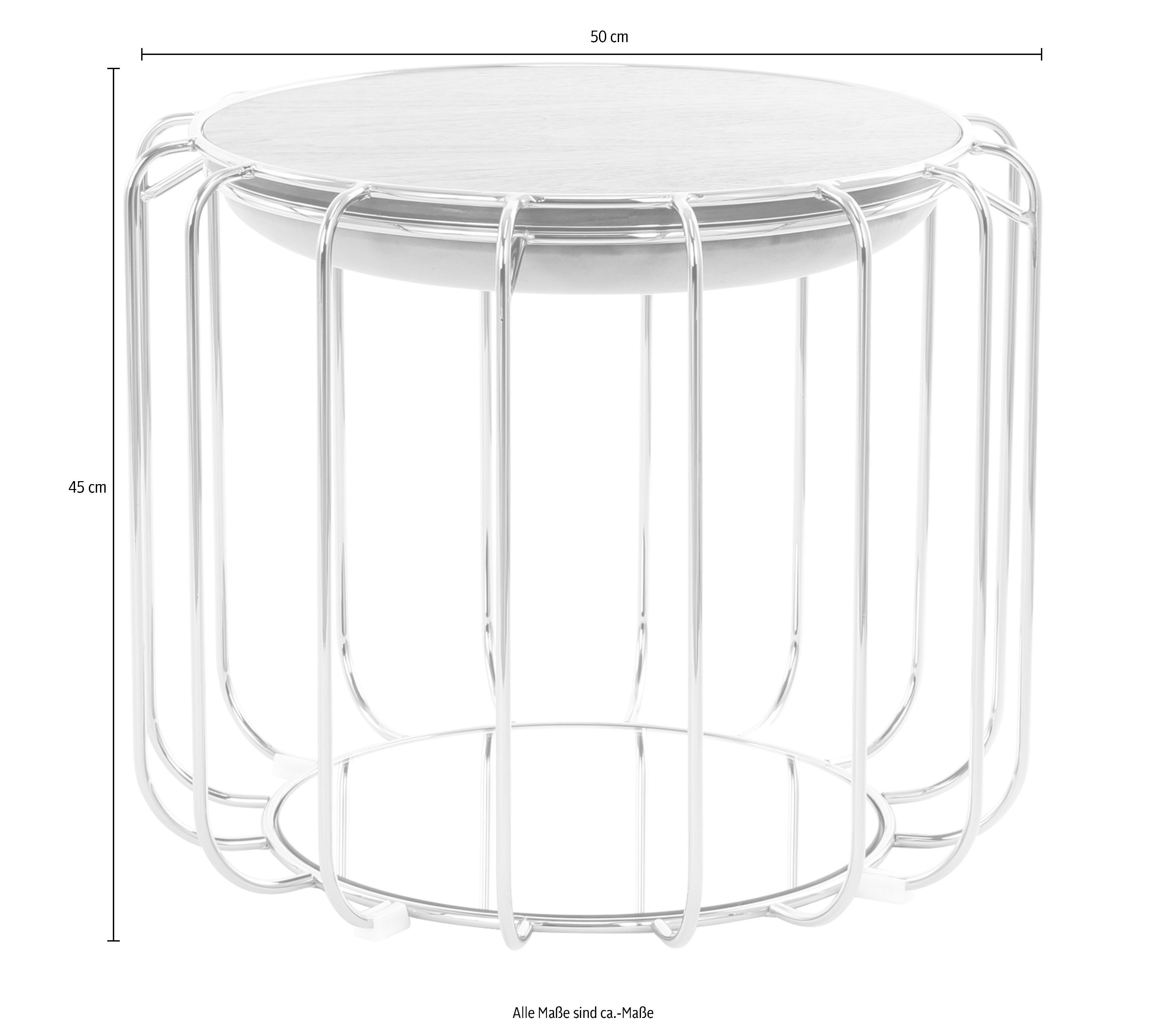 Kayoom Bijzettafel Pouf Comfortable 110, afneembare en omkeerbare bovenkant praktisch om te bouwen tot tafel of voetenbank/poef, met spiegelglas (1 stuk)