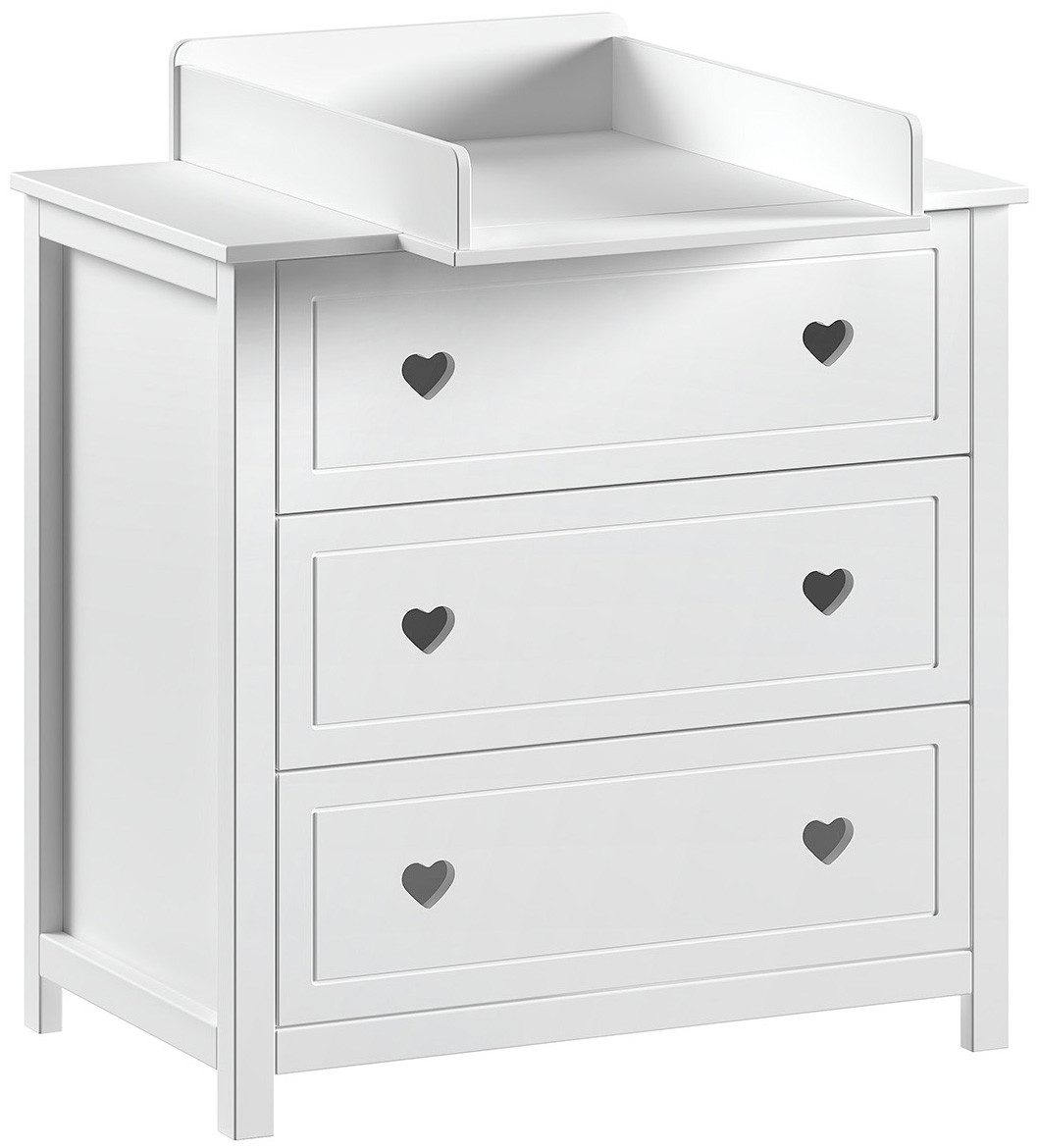 Vipack Complete babykamerset Amori 4-delig met hartornamenten, MDF/massief wit gelakt (4-delig)