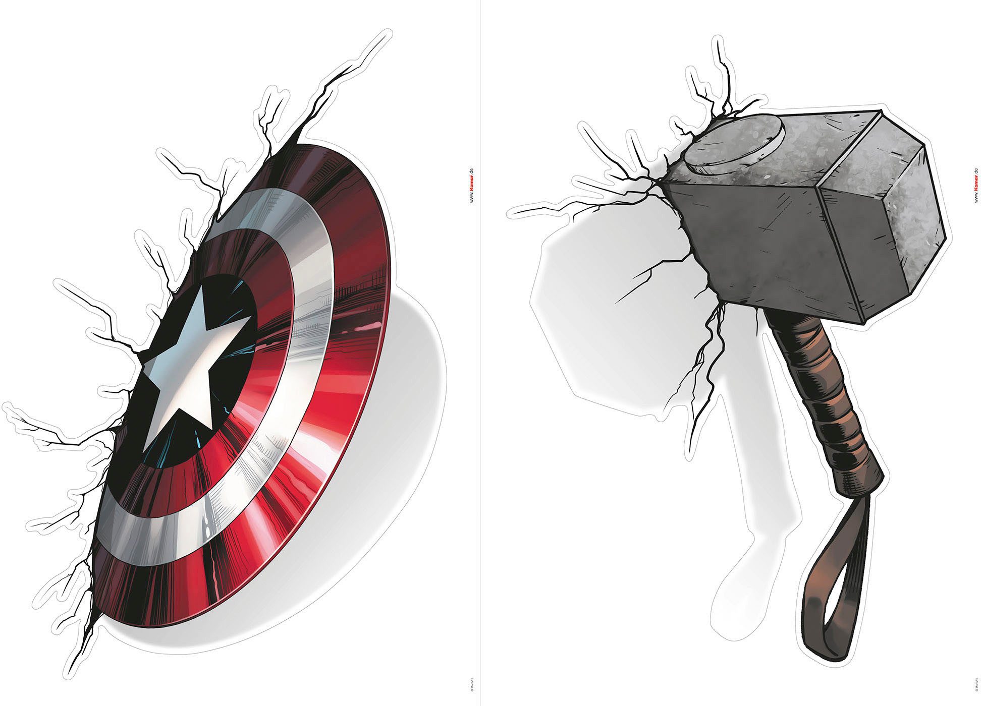 Komar Wandfolie Avengers Powerful Weapons - afm. 50 x 70 cm (2-delig)