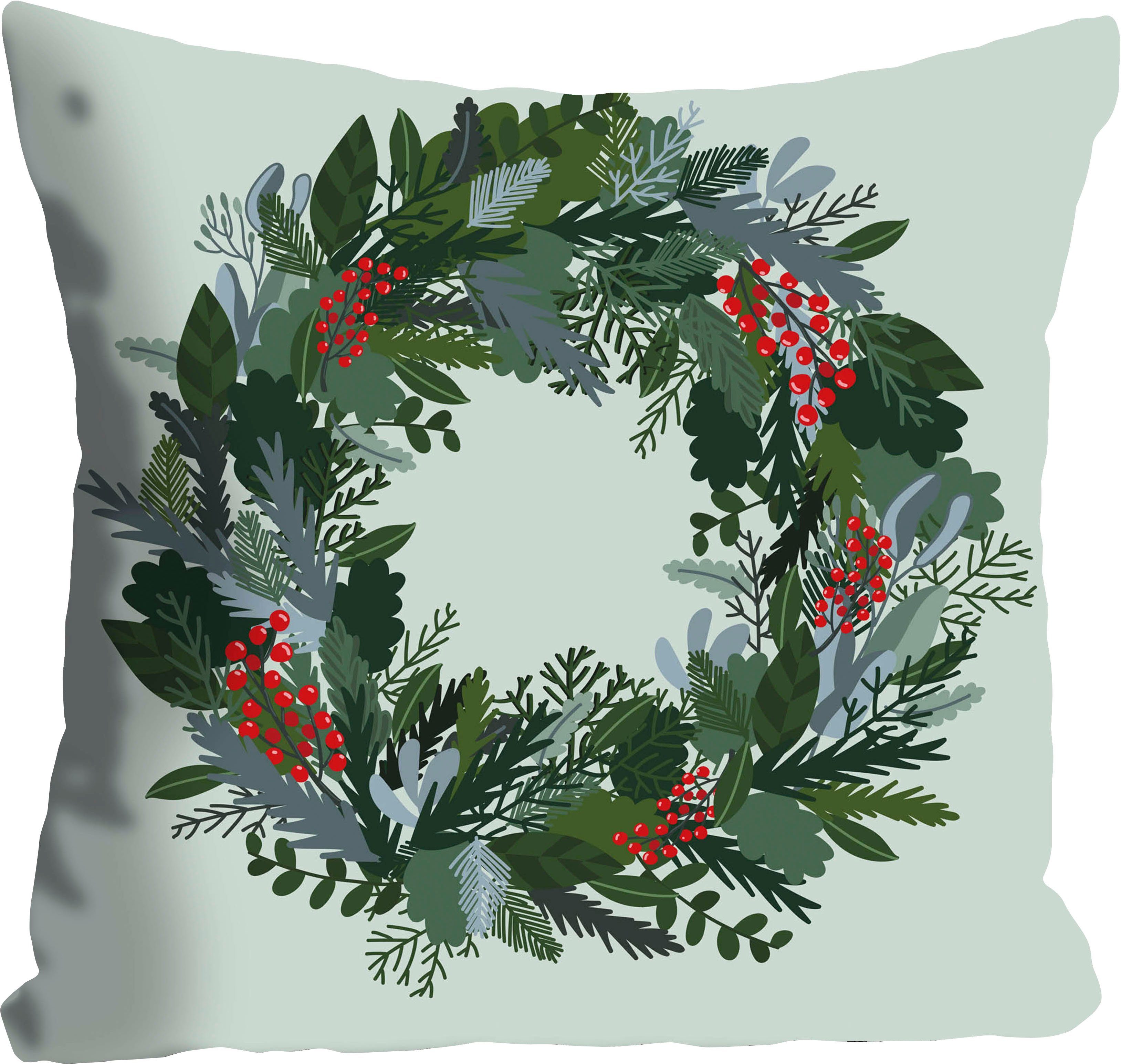 queence Sierkussen Isabel Kussenhoes, kerstkrans, feestelijk, kerst, decoratief (1 stuk)
