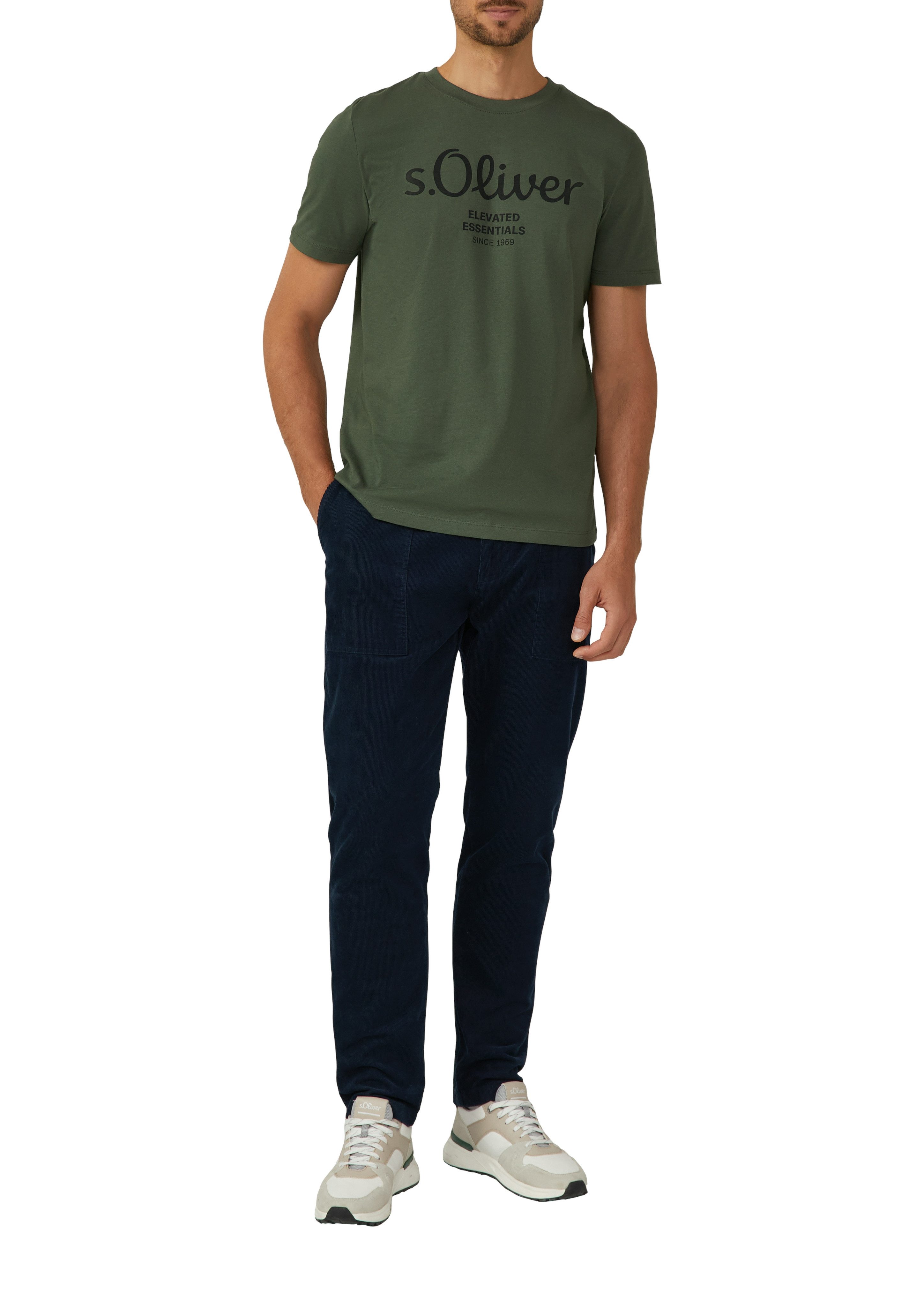 s.Oliver T-shirt met grote logoprint, in 2-pack (2-delig)