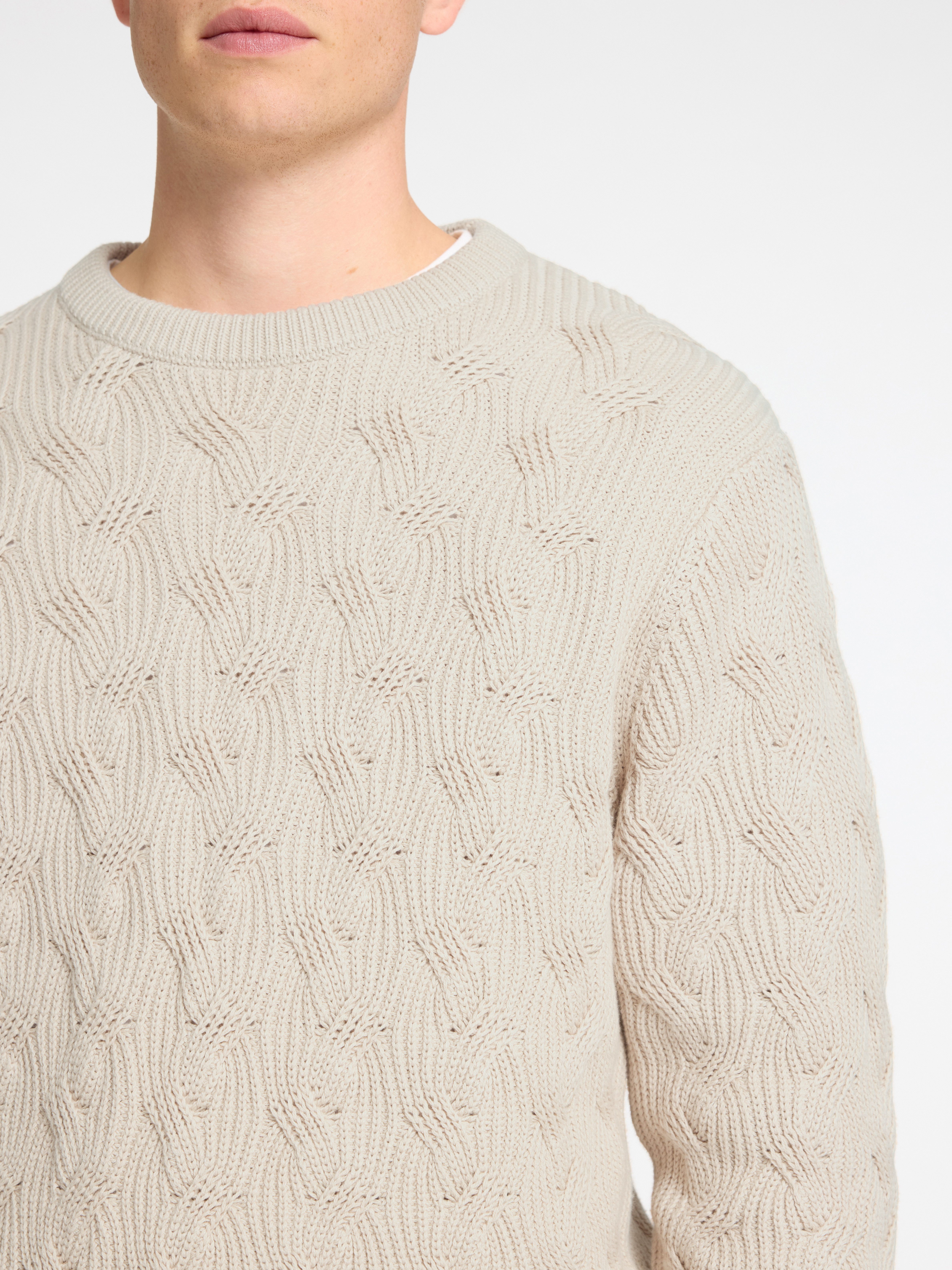 SELECTED HOMME Gebreide trui SLHCALLIS LS KNIT CABLE CREW NECK NOOS