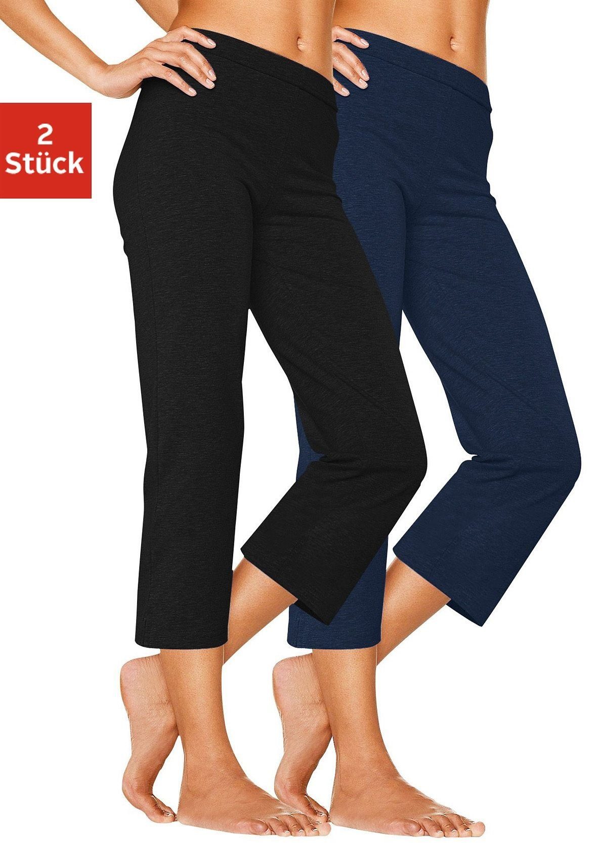 vivance active Capribroek met rubberen tailleband, loungewear (Set van 2)