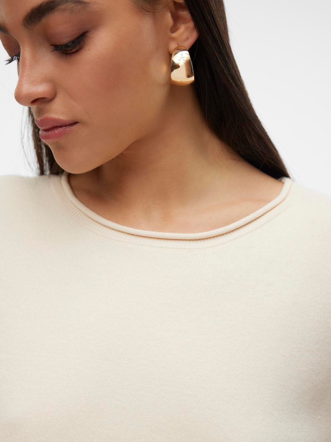Vero Moda Gebreide trui VMGOLD ROLL LS O-NECK PULLOVER GA