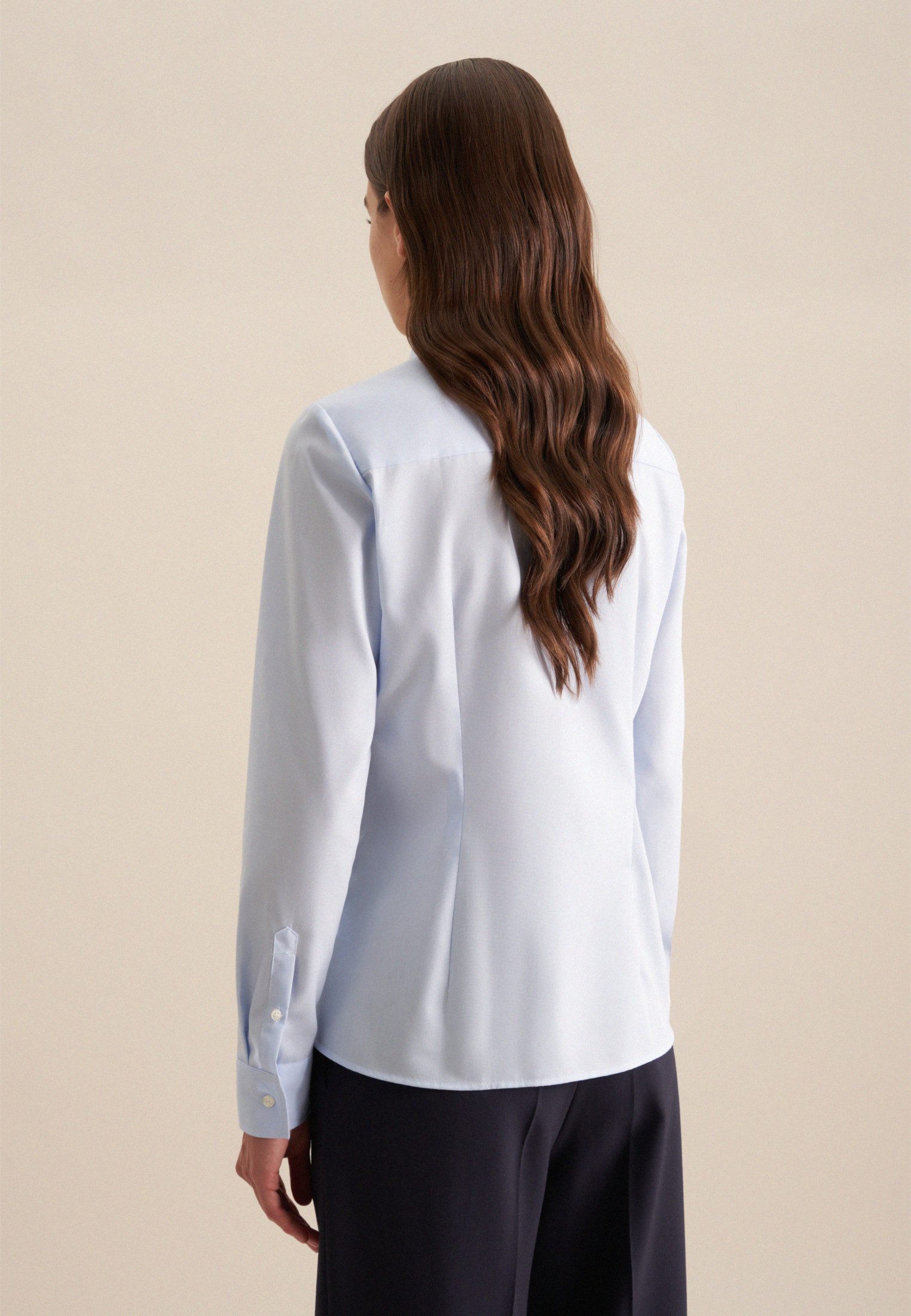 seidensticker Overhemdblouse Zwarte roos Lange mouwen kraag uni