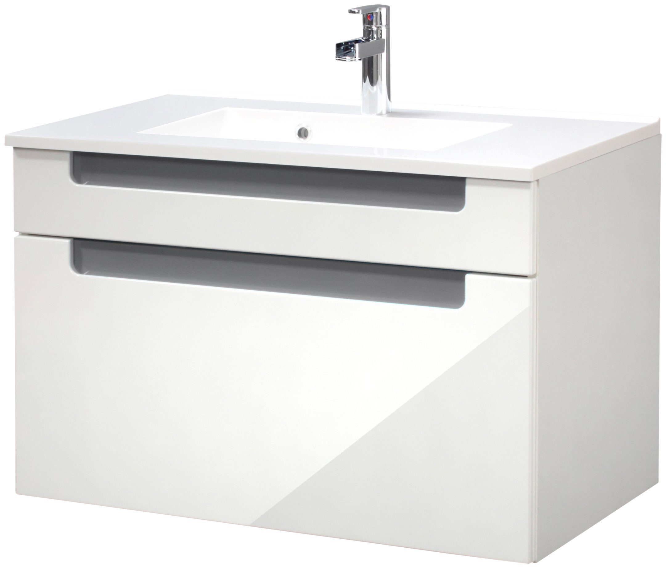 welltime Badkamerserie Siena Breedte 80 cm, wastafelonderkast met mineraalmarmeren wasbak (2-delig)