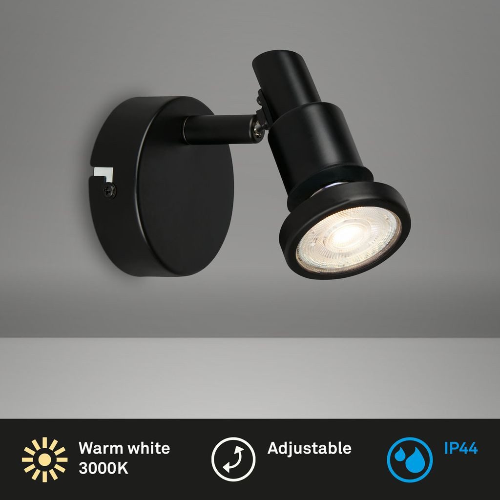 Briloner Leuchten Led-wandlamp LED Spot 1-flammig, Metall, schwarz
