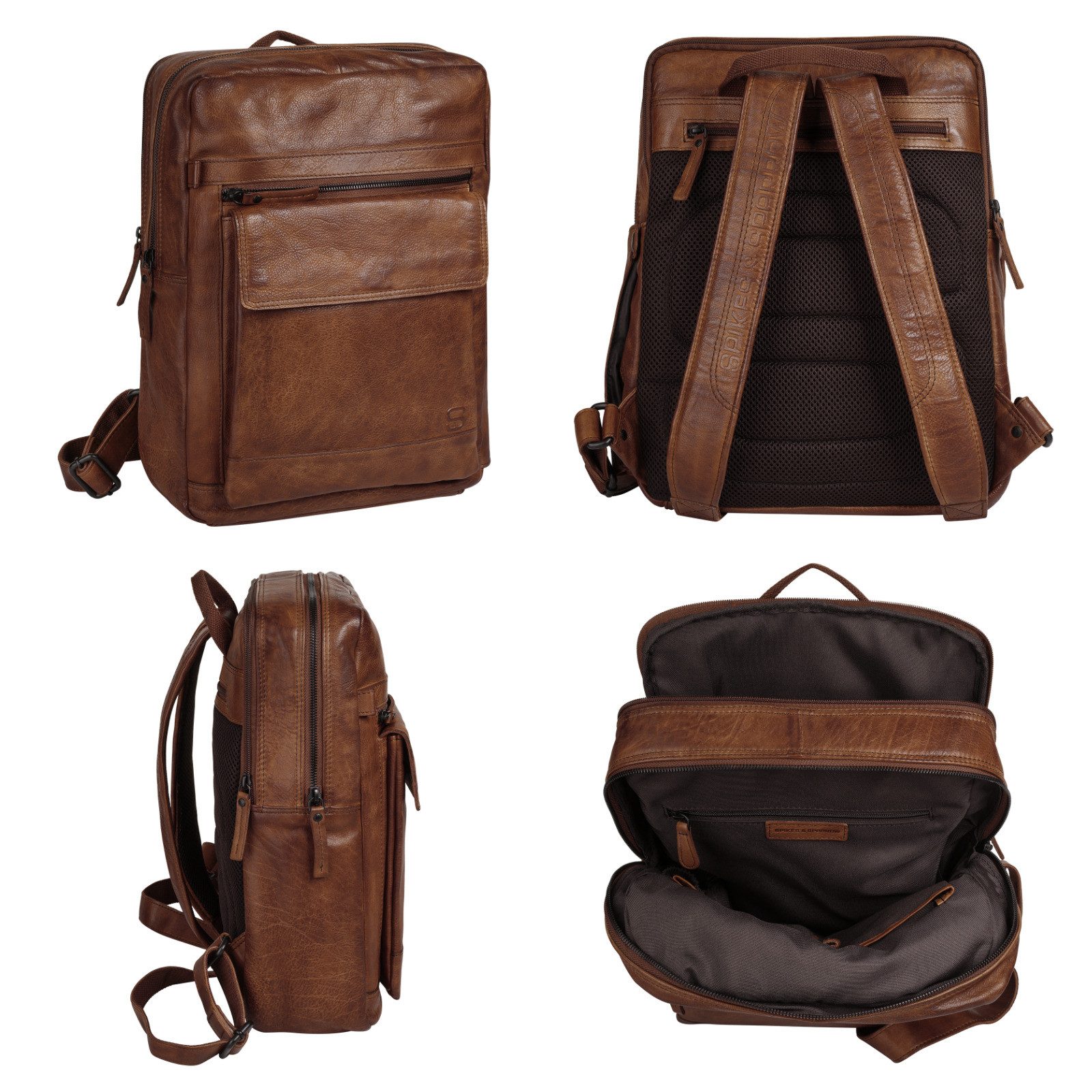 Spikes & Sparrow Laptoprugzak echt leder