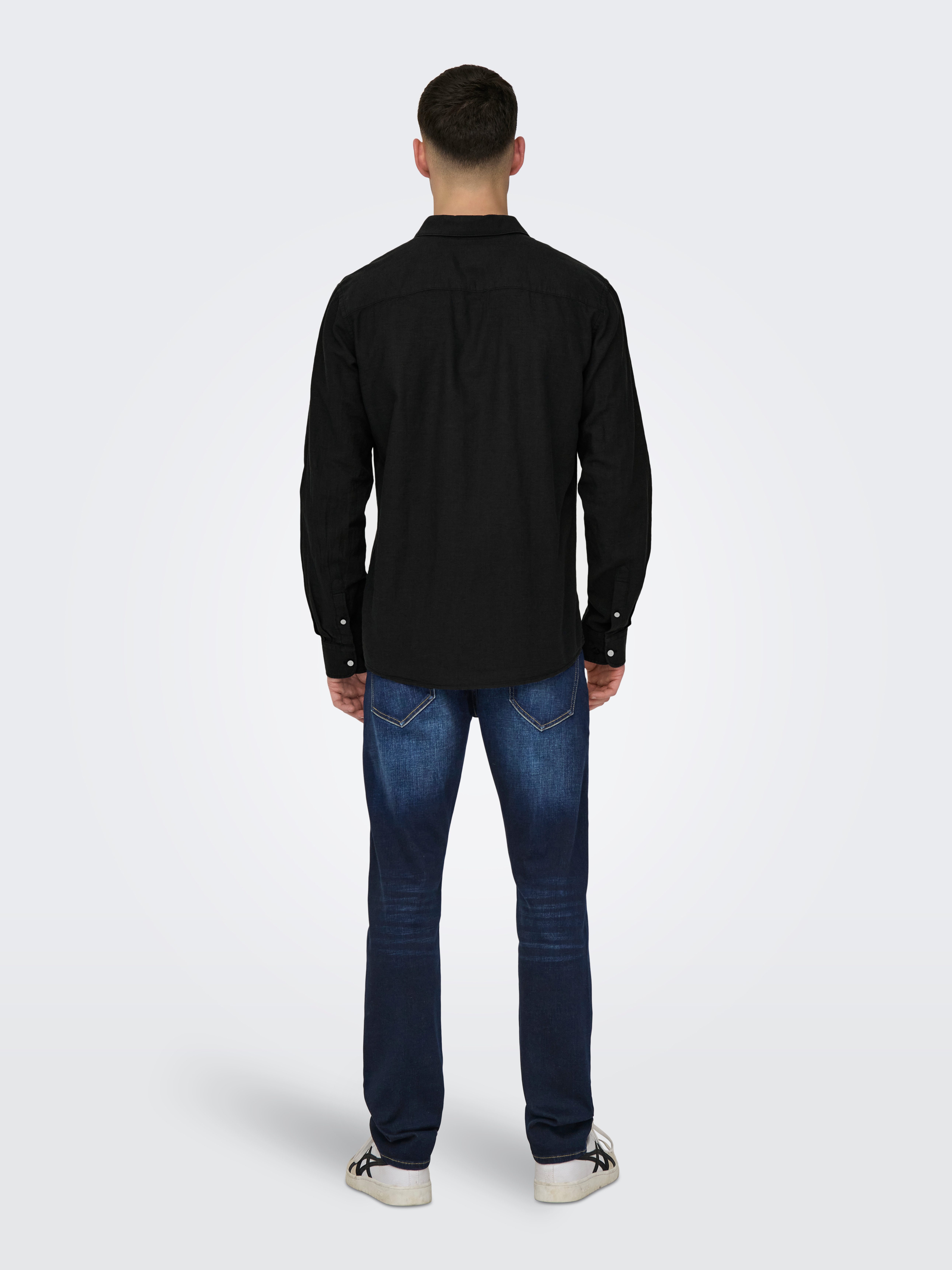 ONLY & SONS Overhemd met lange mouwen ONSCAIDEN LS SOLID LINEN SHIRT NOOS