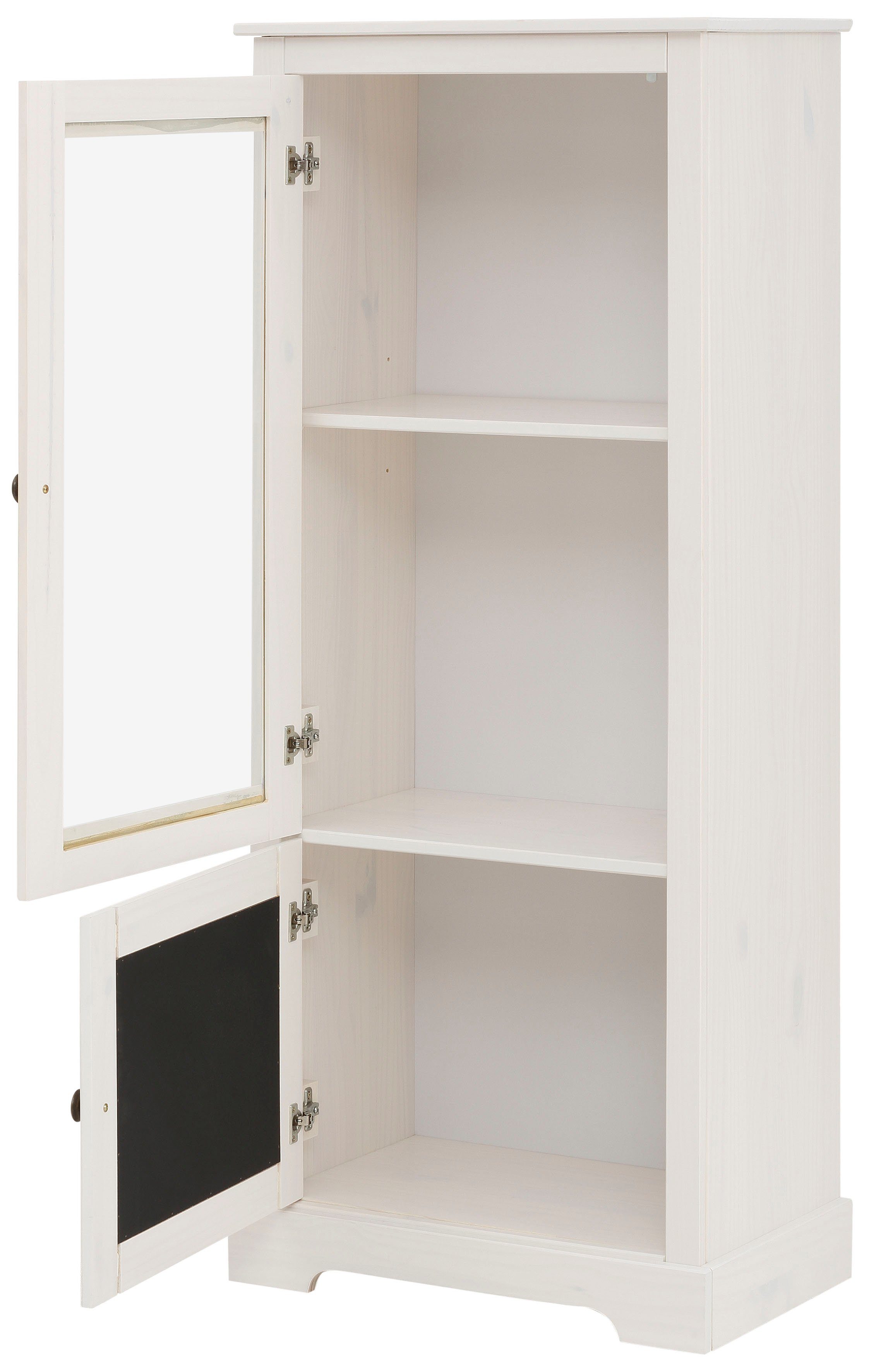 Home affaire Vitrinekast LINDA van massief grenenhout, met mooie metalen handgrepen
