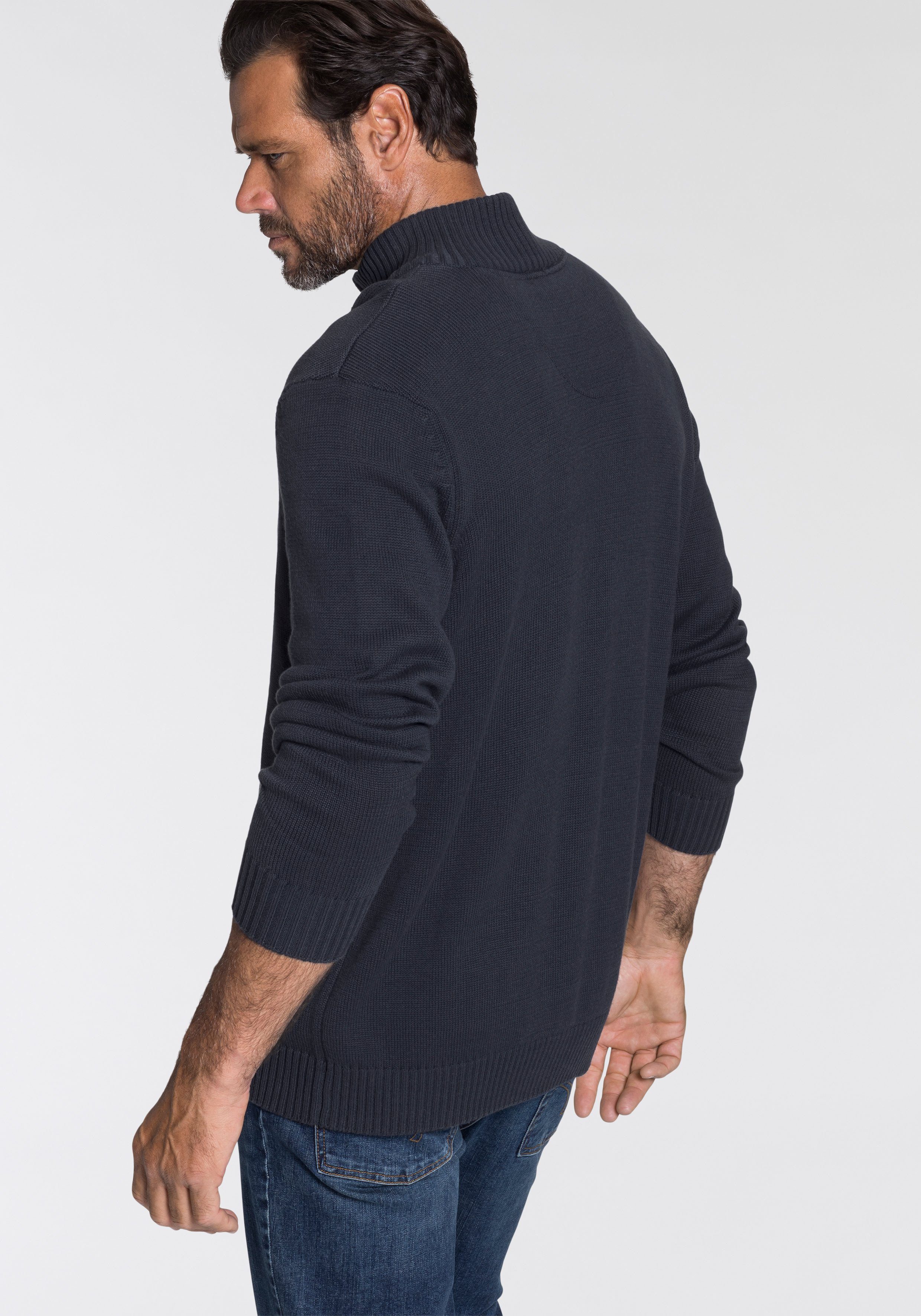 Man's World Schipperstrui Tot XL met een ritssluiting bij de kraag