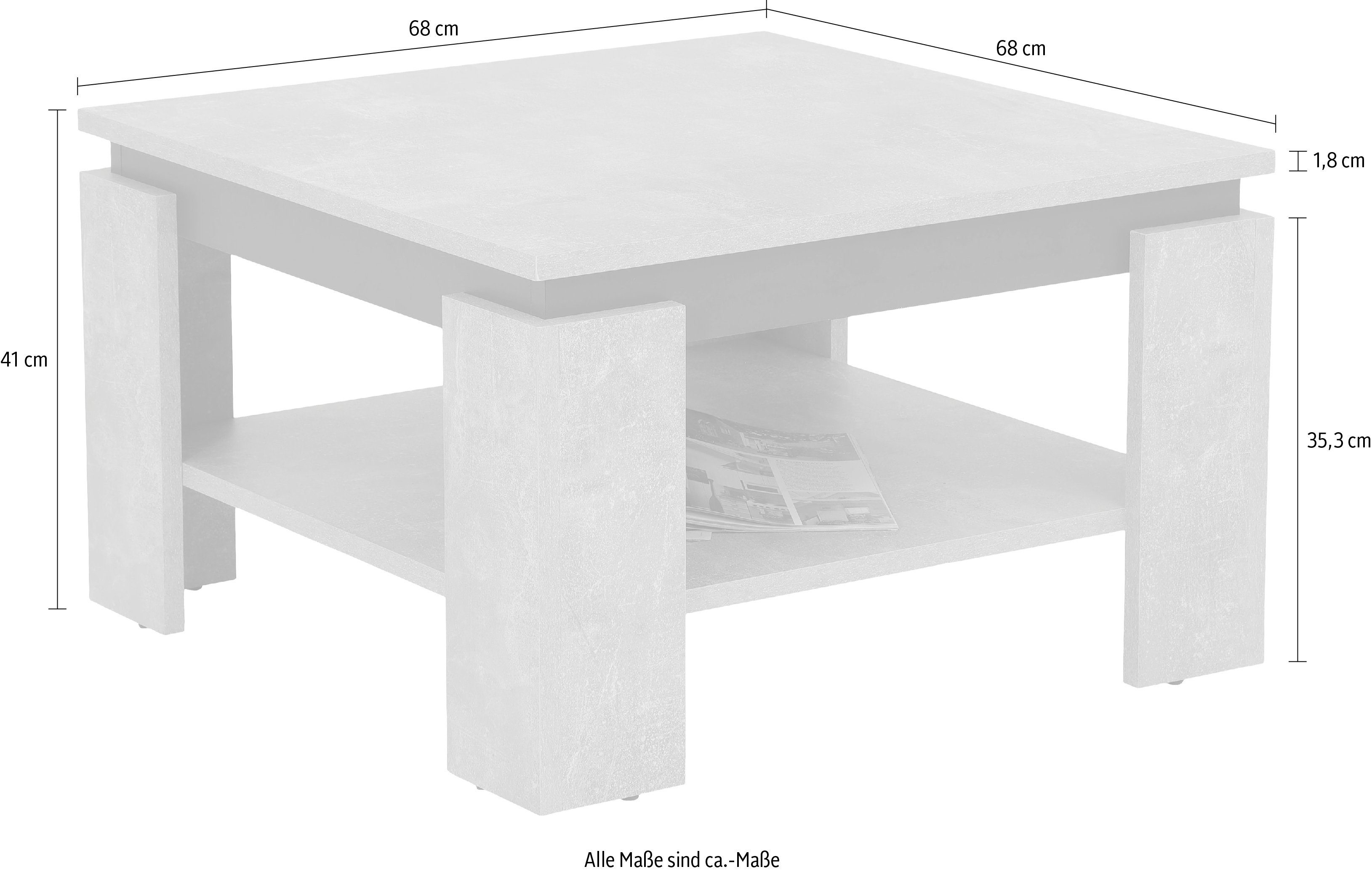 HELA Salontafel TIM met plank, vierkant of rechthoekig