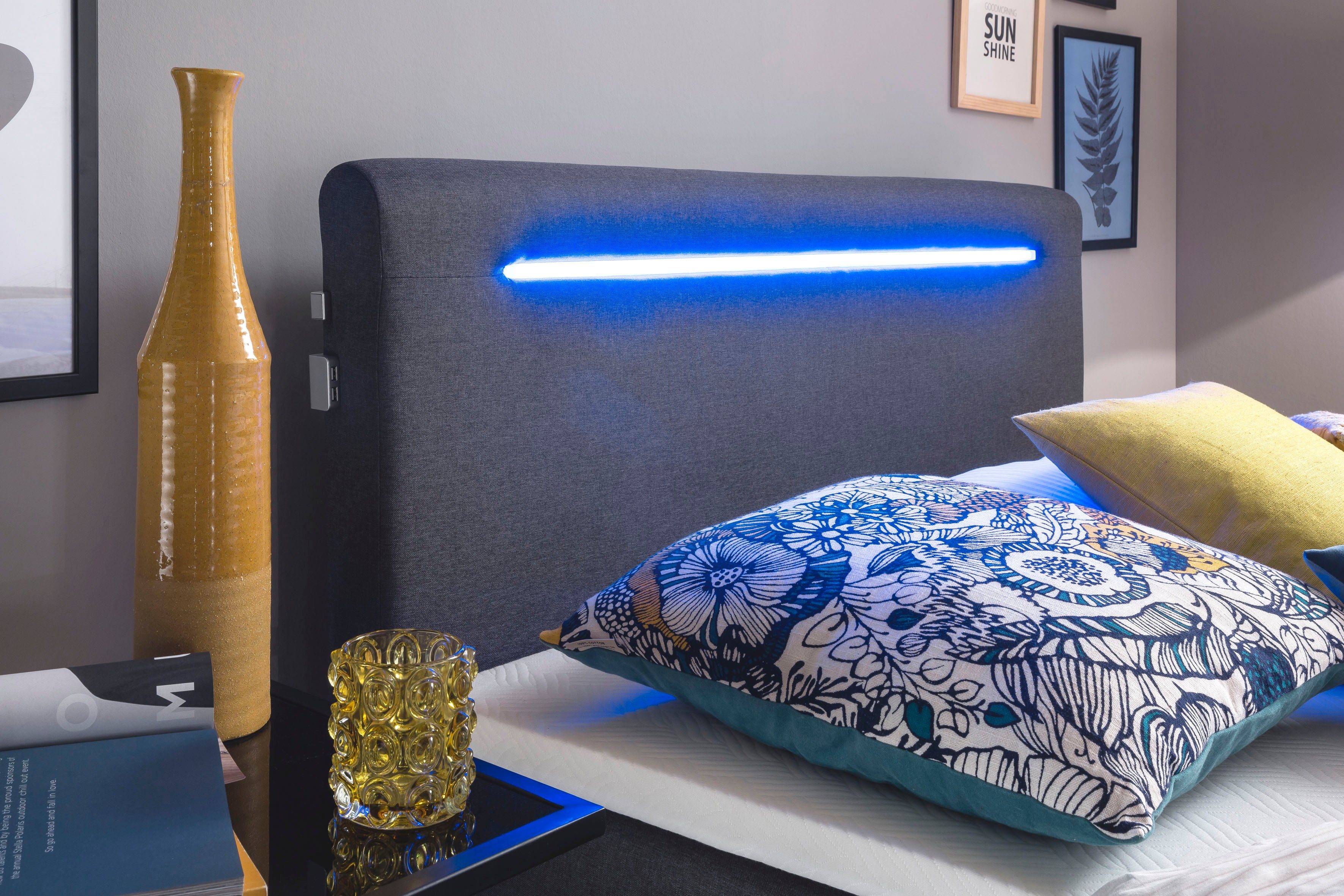 meise.möbel Boxspring Las Vegas Voeten en hoofdbord met ledverlichting, met bedkist en topmatras
