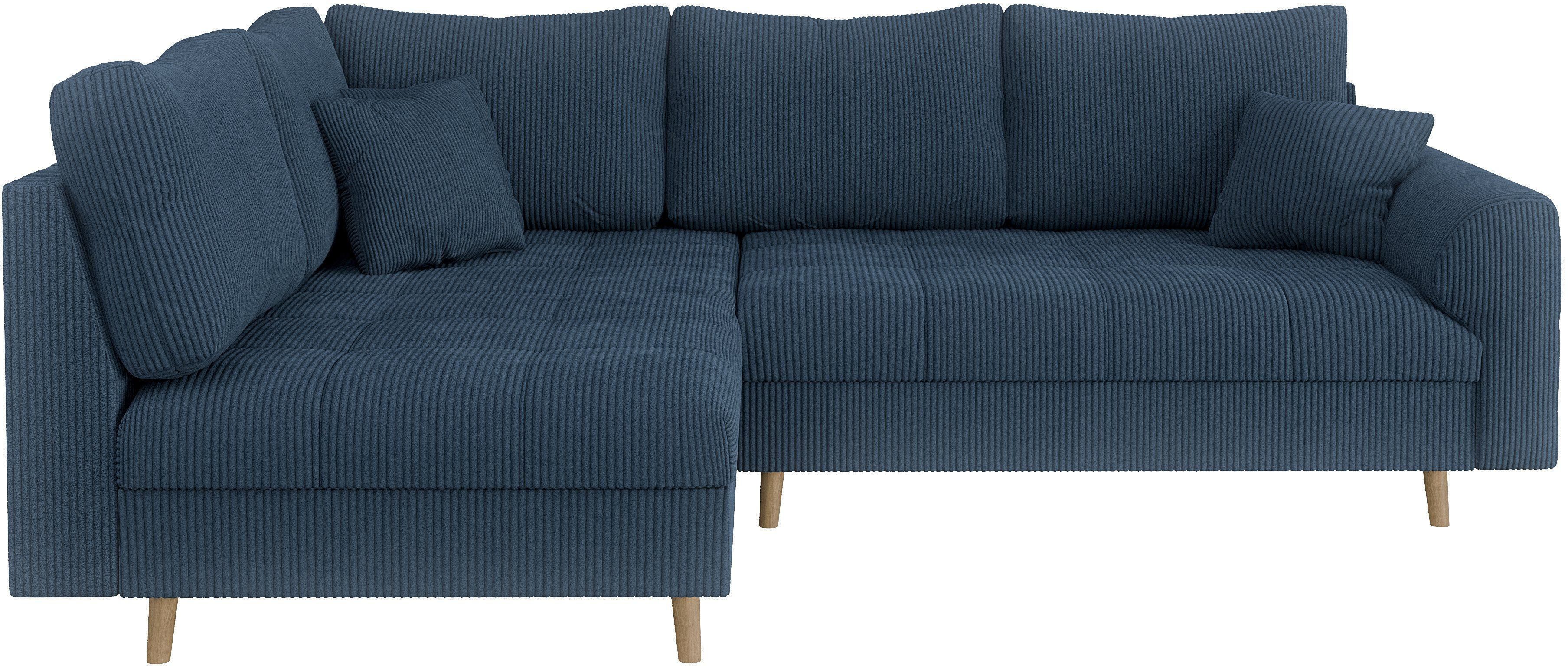 Home affaire Hoekbank CHARRE L-vorm met ottomane, afmetingen B/D/H: 231/161/81 cm fijne stiksels, losse rug- en sierkussens, ook in cord en bouclé