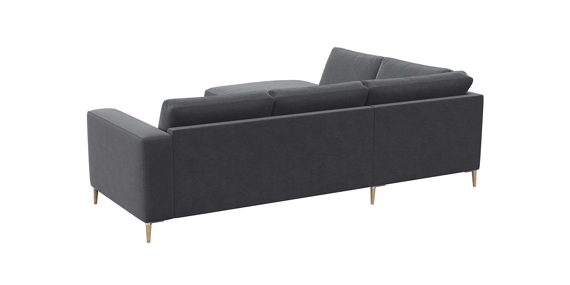 FLEXLUX Hoekbank Fiore, L-vorm brede armleuningen, aluminium/eiken poten, bxd 241x225 cm, koudschuim in de zitting