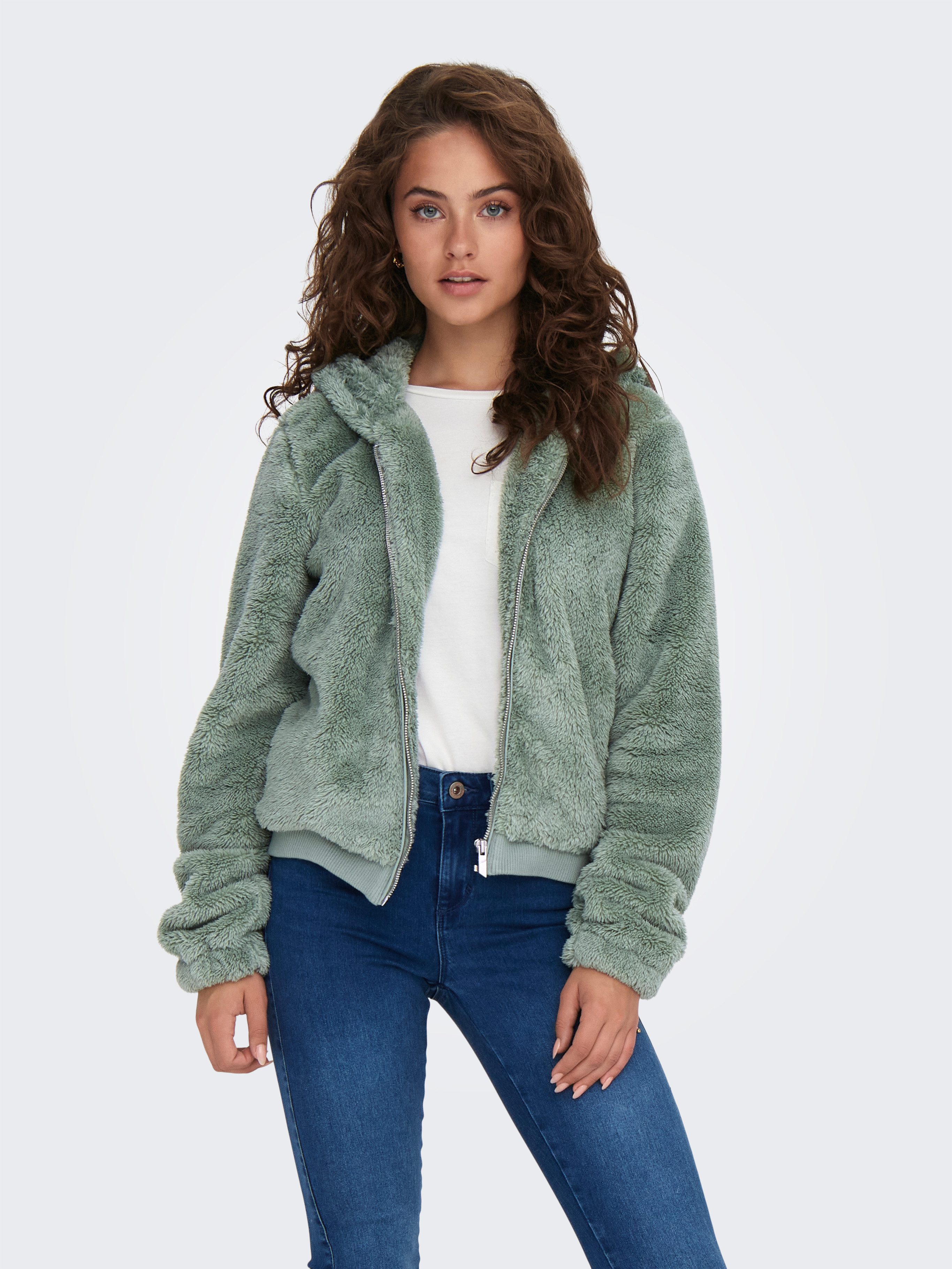 Only Pluche jas met capuchon ONLNEWANNA CONTACT SHERPA JKT OTW NOOS