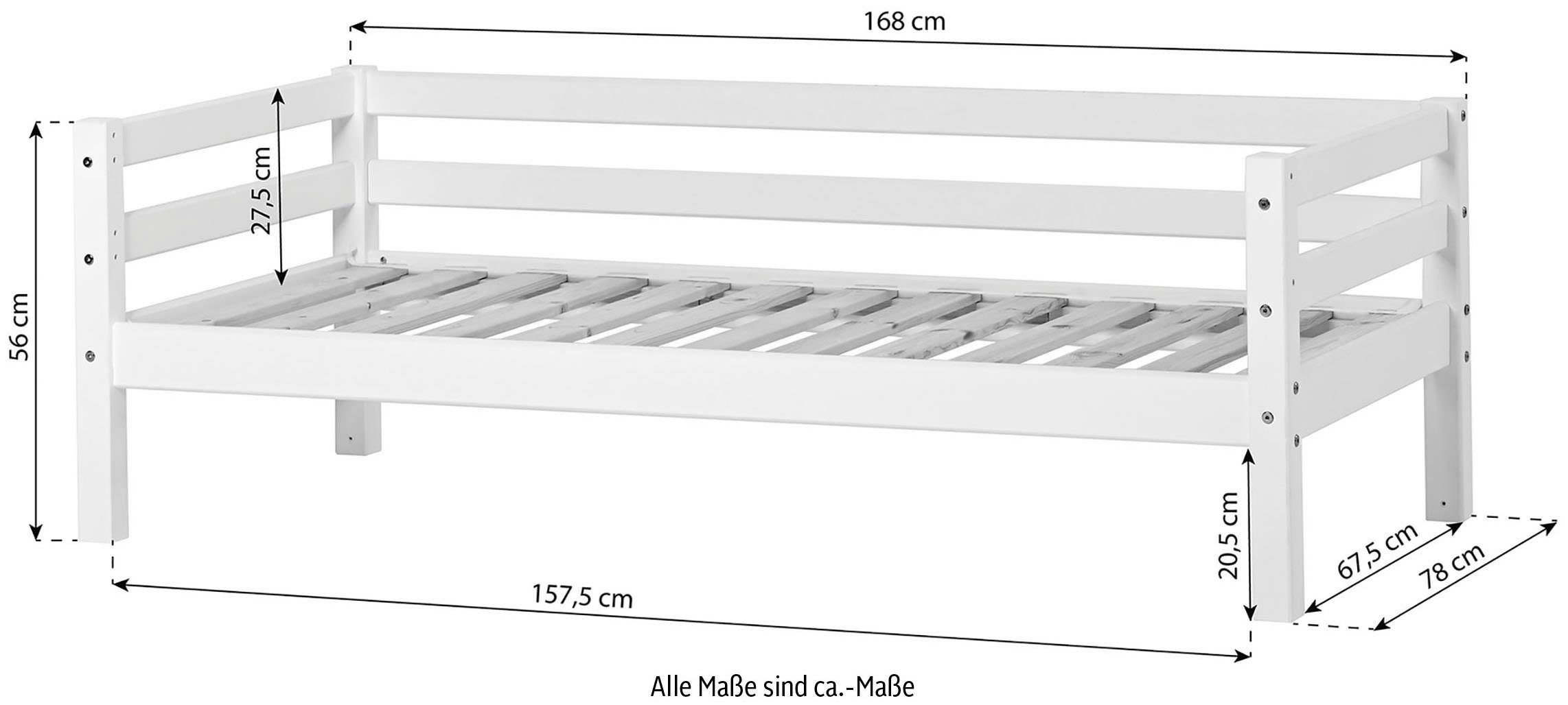Hoppekids Kinderledikant Eco Dream 70x160, massief met matras & overtrek (2-delig)