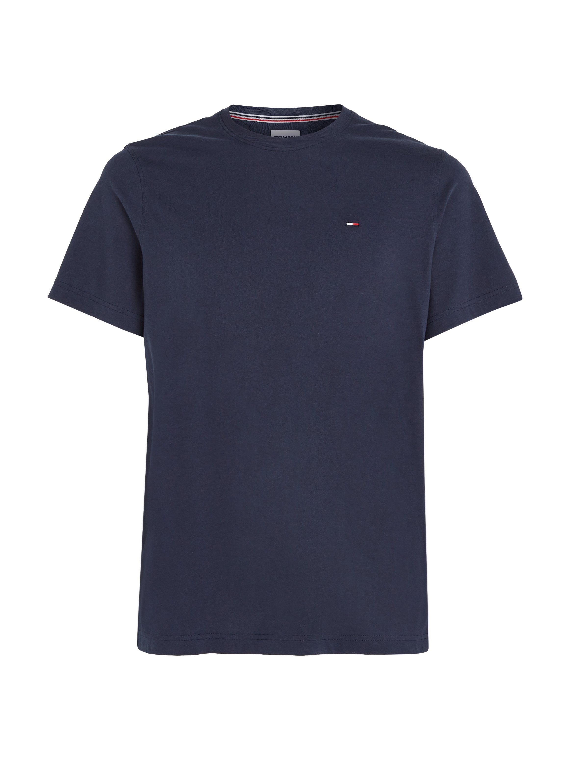 TOMMY JEANS T-shirt TJM ESSENTIAL SOLID TEE met ronde hals en subtiele logo-vlag