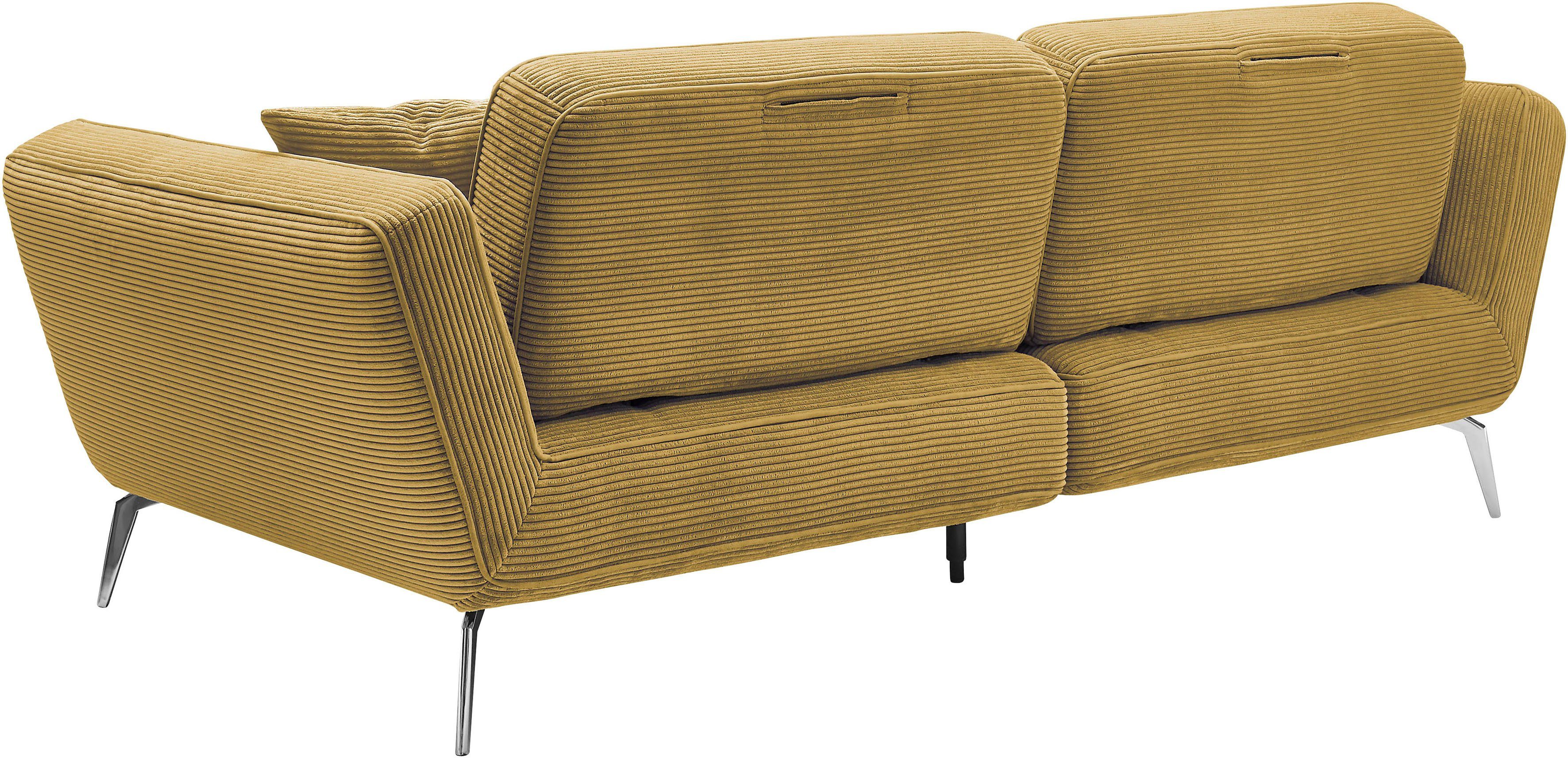 set one by Musterring Megabank SO 4500 Voeten chroomkleurig, optioneel met hoofdsteun, breedte 260cm, in cord