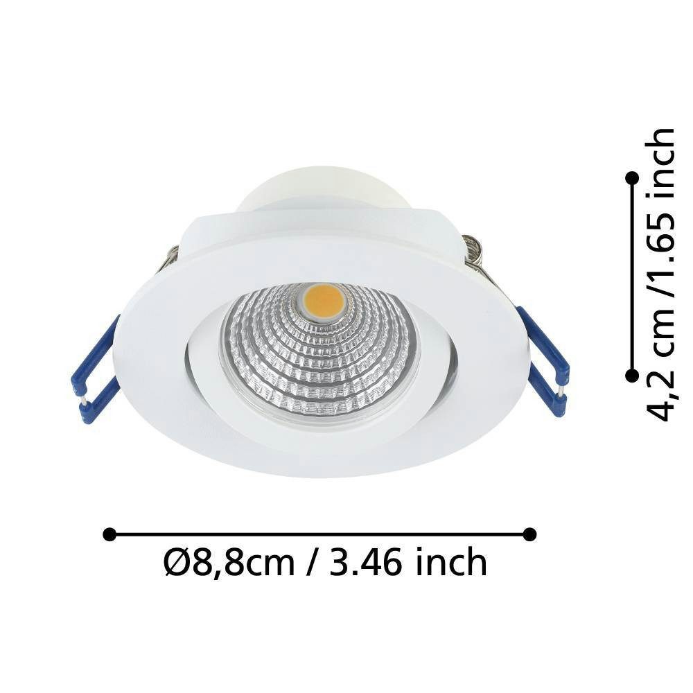 EGLO Plafondlamp SALICETO LED, inbouwspot, woonkamerlamp, 4,2x8,8x4,2cm, uitsnede 6,8cm (1 stuk)