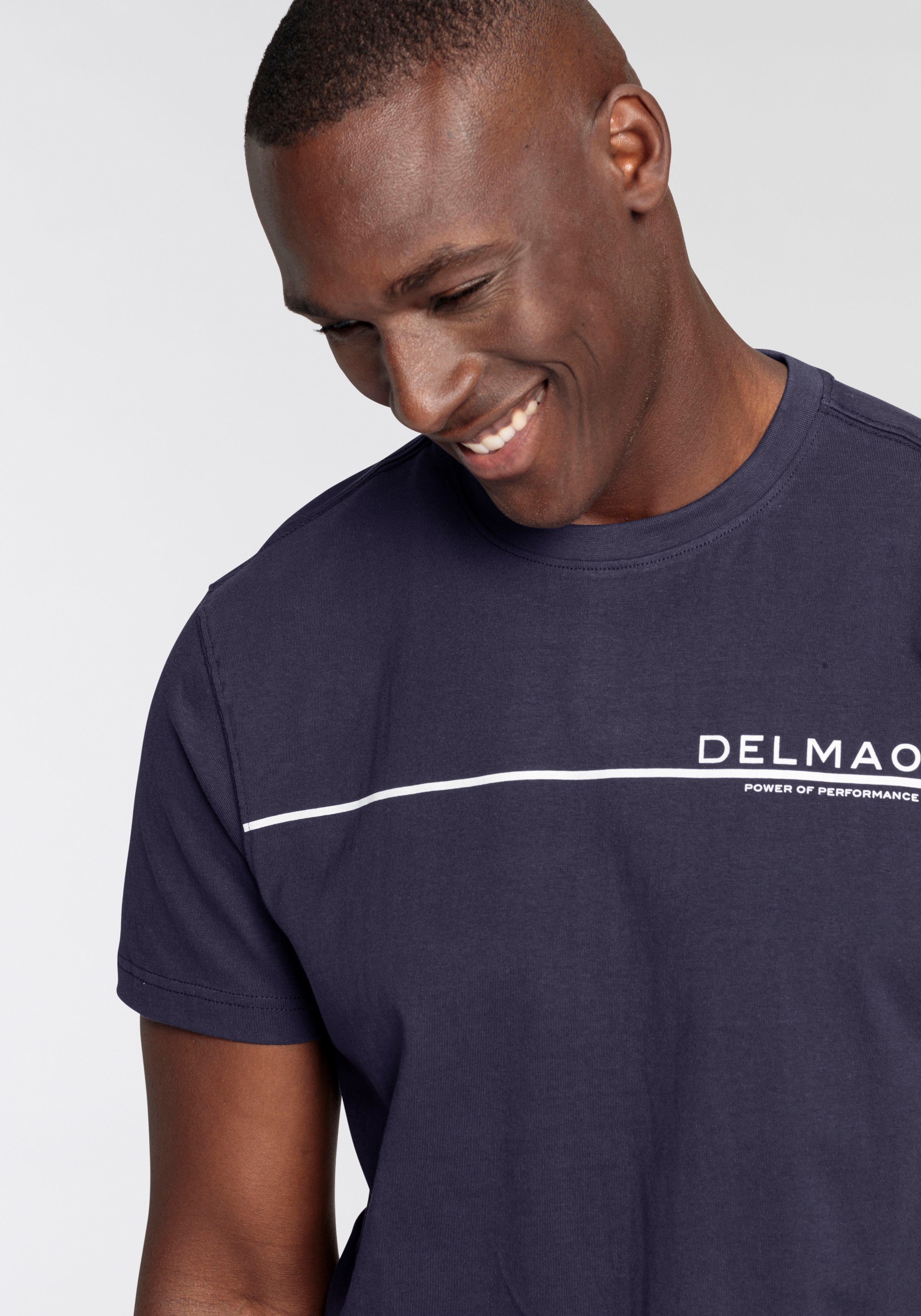DELMAO T-shirt Korte mouw, met coole print, ronde halslijn, van 100% katoen