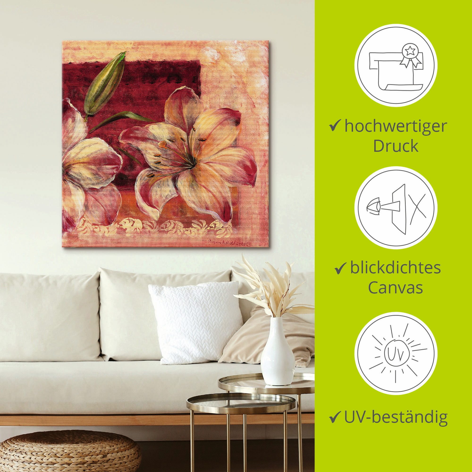 Artland Artprint op linnen Klassieke bloemen IV gespannen op een spieraam