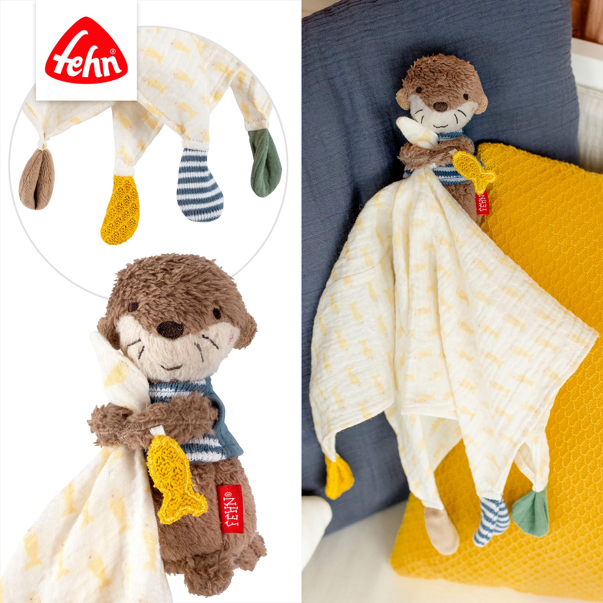 Fehn Knuffeldoek Otter Theo, mousseline