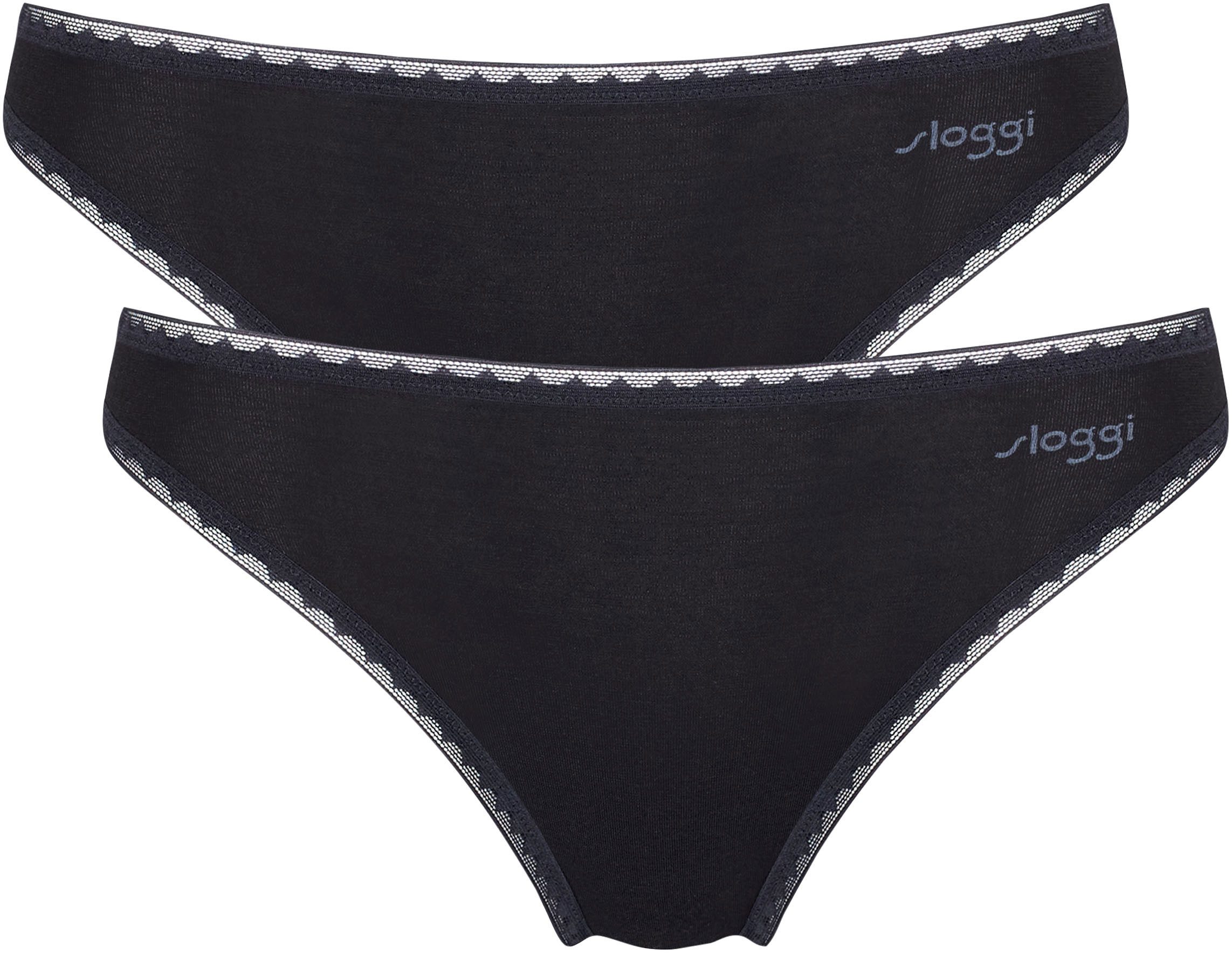 Sloggi Slip GO Tai C2P zachte kantdetails (2 stuks, Set van 2) dames slips maat S zwart