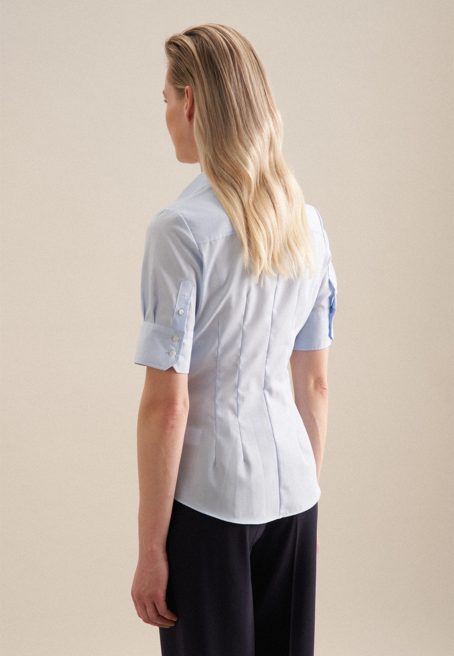 seidensticker Overhemdblouse Zwarte roos Korte mouwen kraag uni