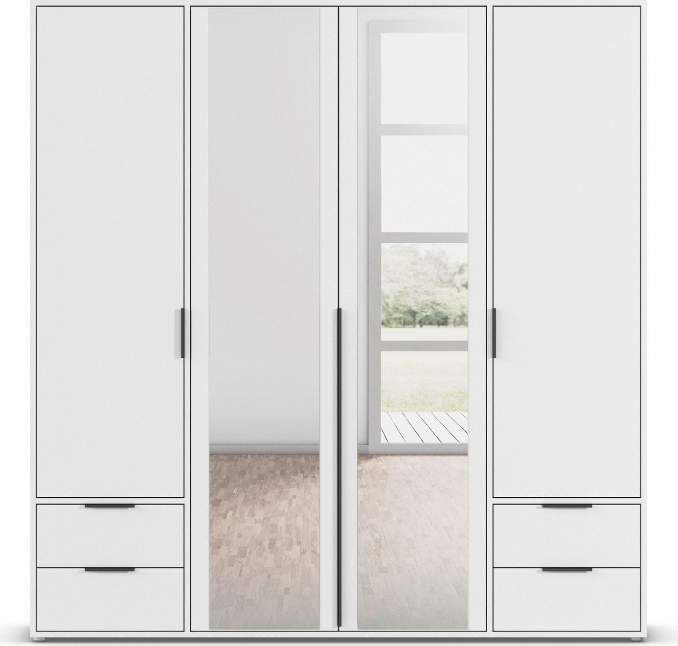 rauch Draaideurkast Kledingkast Kast Garderobe Wasmand NAGATA met Spiegel und schubladen sowie stangengriffen topseller made in germany