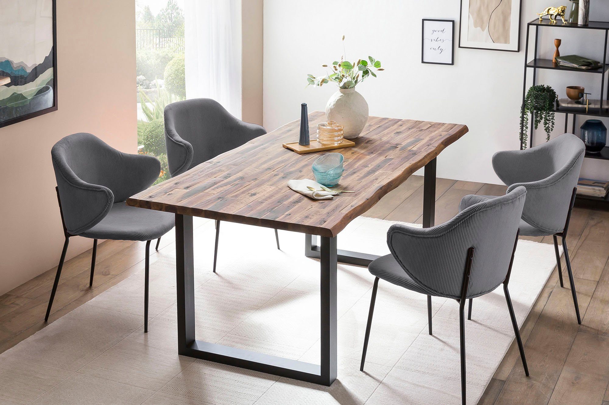 SalesFever Stoel met armleuningen Bekleding in corduroy-look (set, 2 stuks)