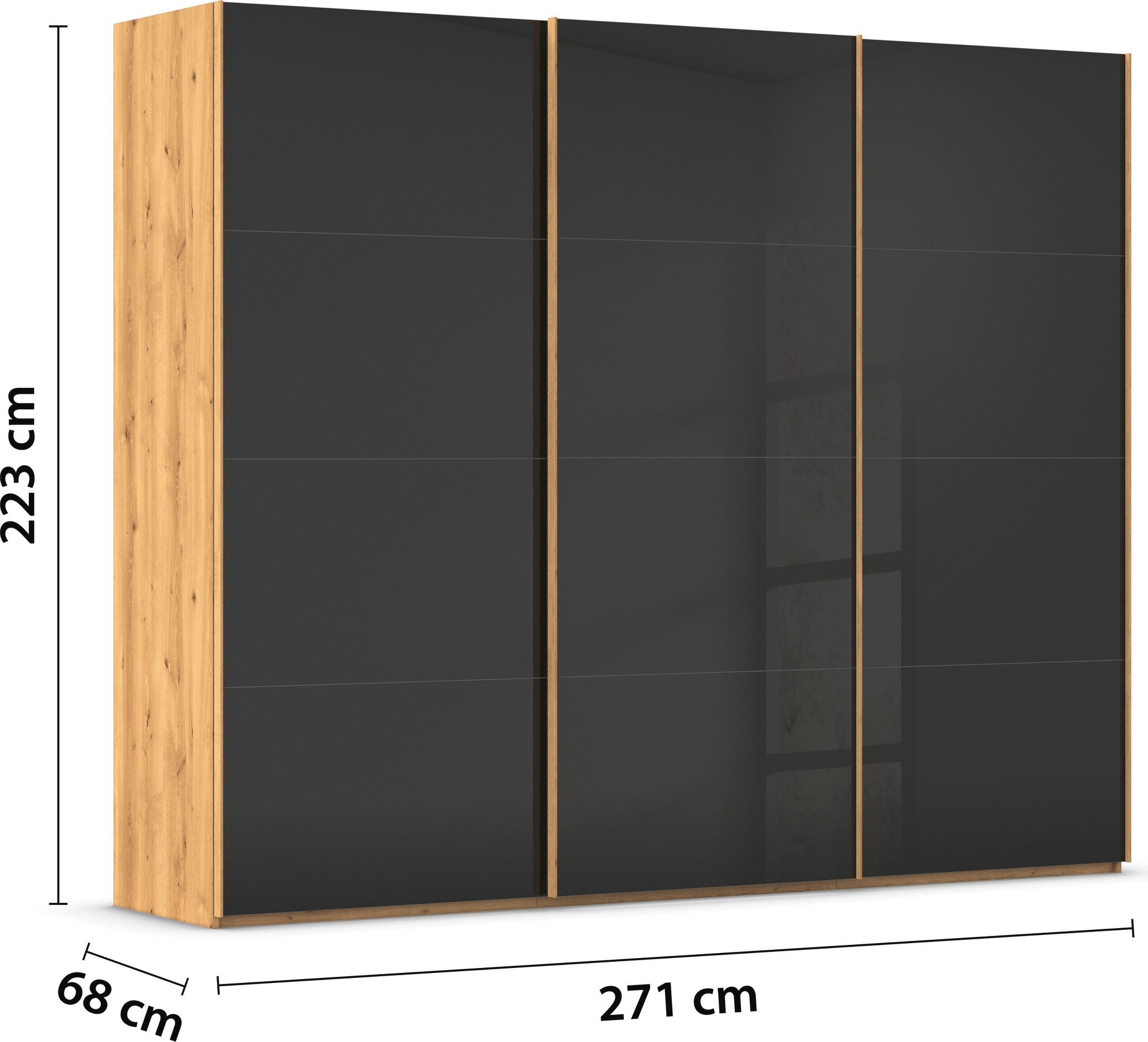 rauch Schuifdeurkast Kledingkast Kast Garderobe Slaapkamerkast SCALE-FYRA edel vierdelige deuren met glas-front veel kleuren made in germany