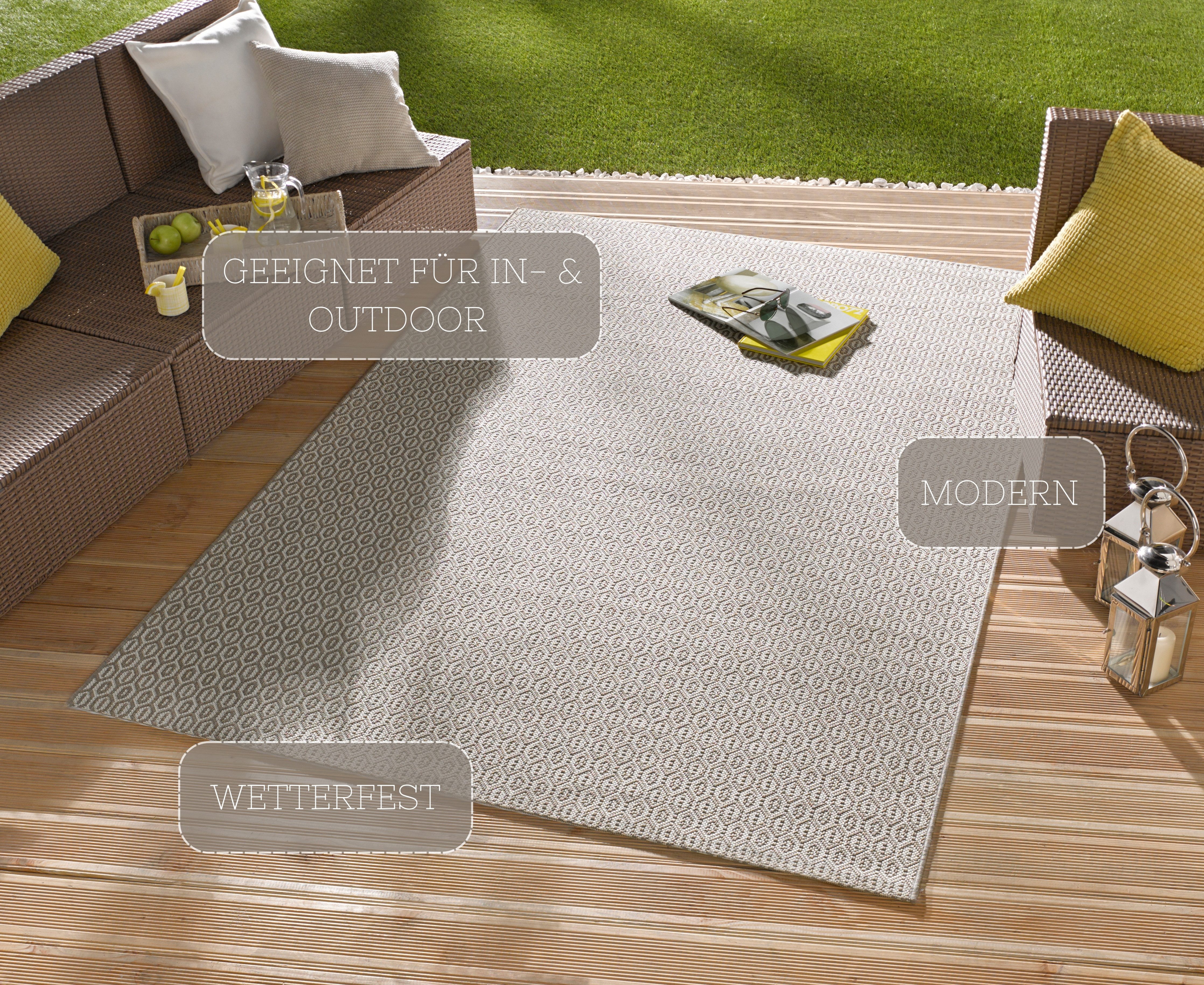 NORTHRUGS Vloerkleed Coin Binnen- en buitengebruik, weerbestendig, balkon, sisal-look, woonkamer, loper
