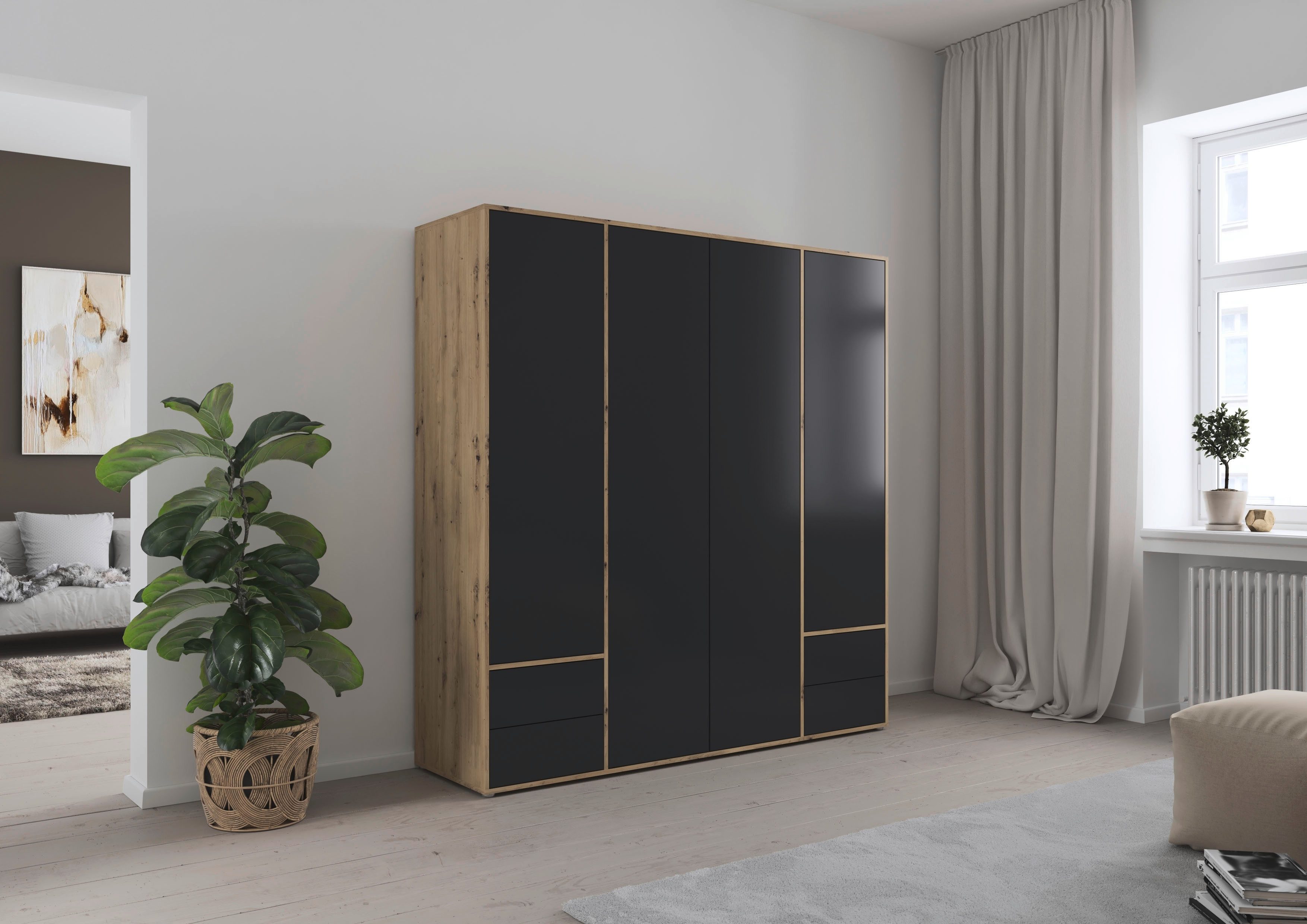 rauch Draaideurkast Kledingkast Kast Garderobe Wasmand NABILA veel Opbergruimte met 2 lades en push-to-open functie topseller made in germany