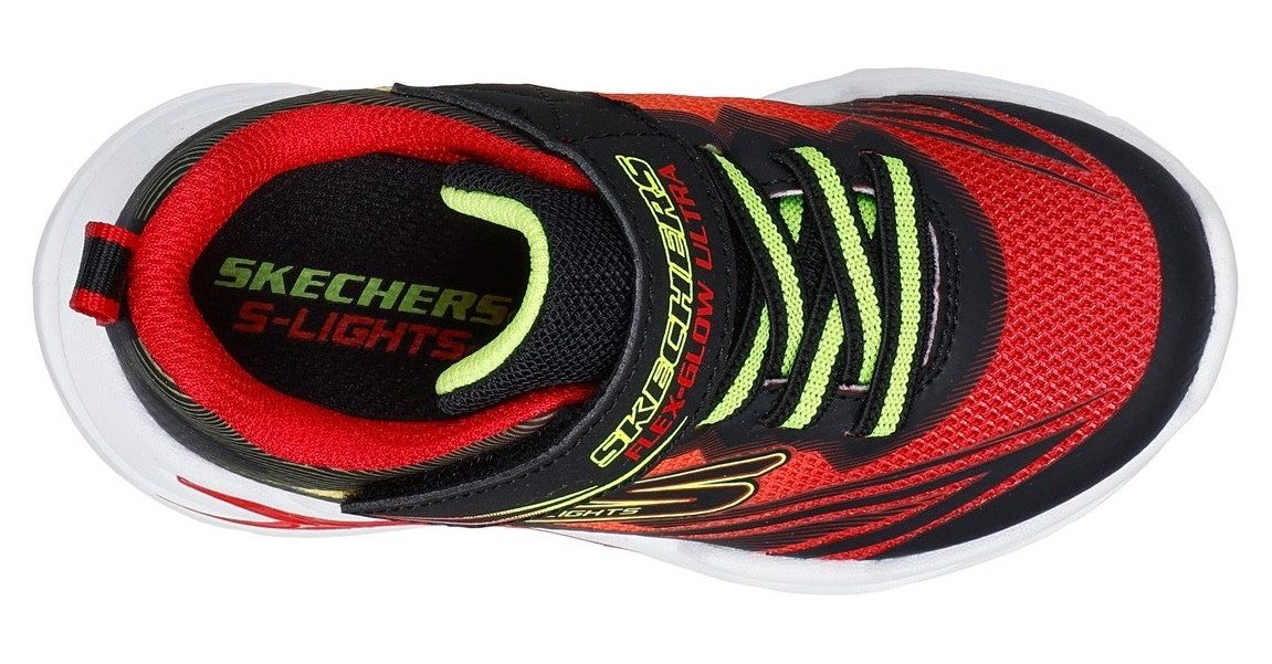 Skechers Babyschoentjes FLEX-GLOW ULTRA LIGHTS , blink-klittenbandschoen om in te glijden, neon, maat sjabloon om te downloaden
