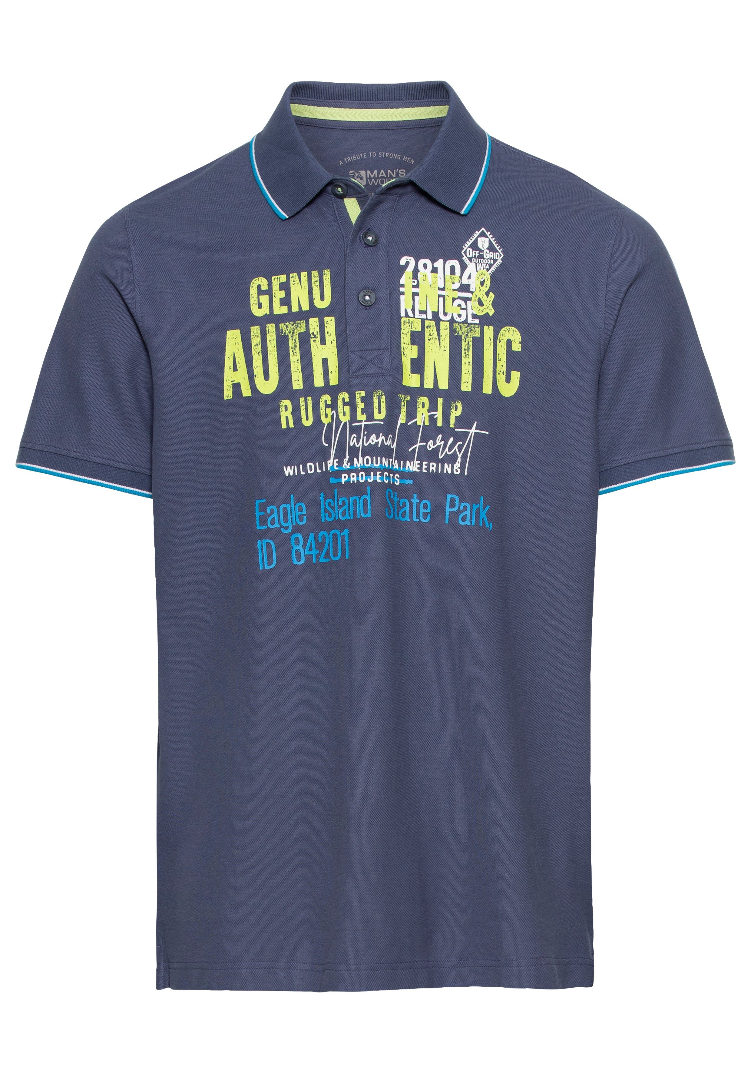 Man's World Poloshirt Korte mouwen, met ribboordjes, polokraag, casual print