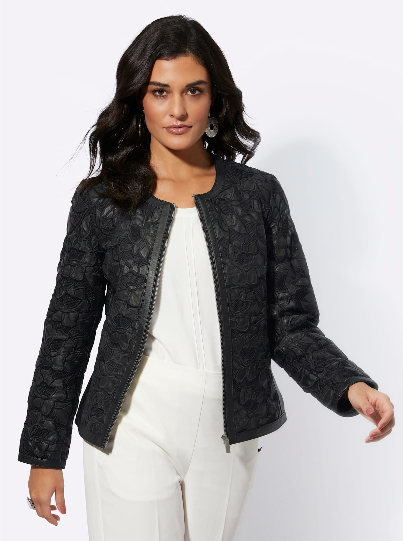 Mainpol Leren blazer Lamsnappa-lederen mesh-blazer