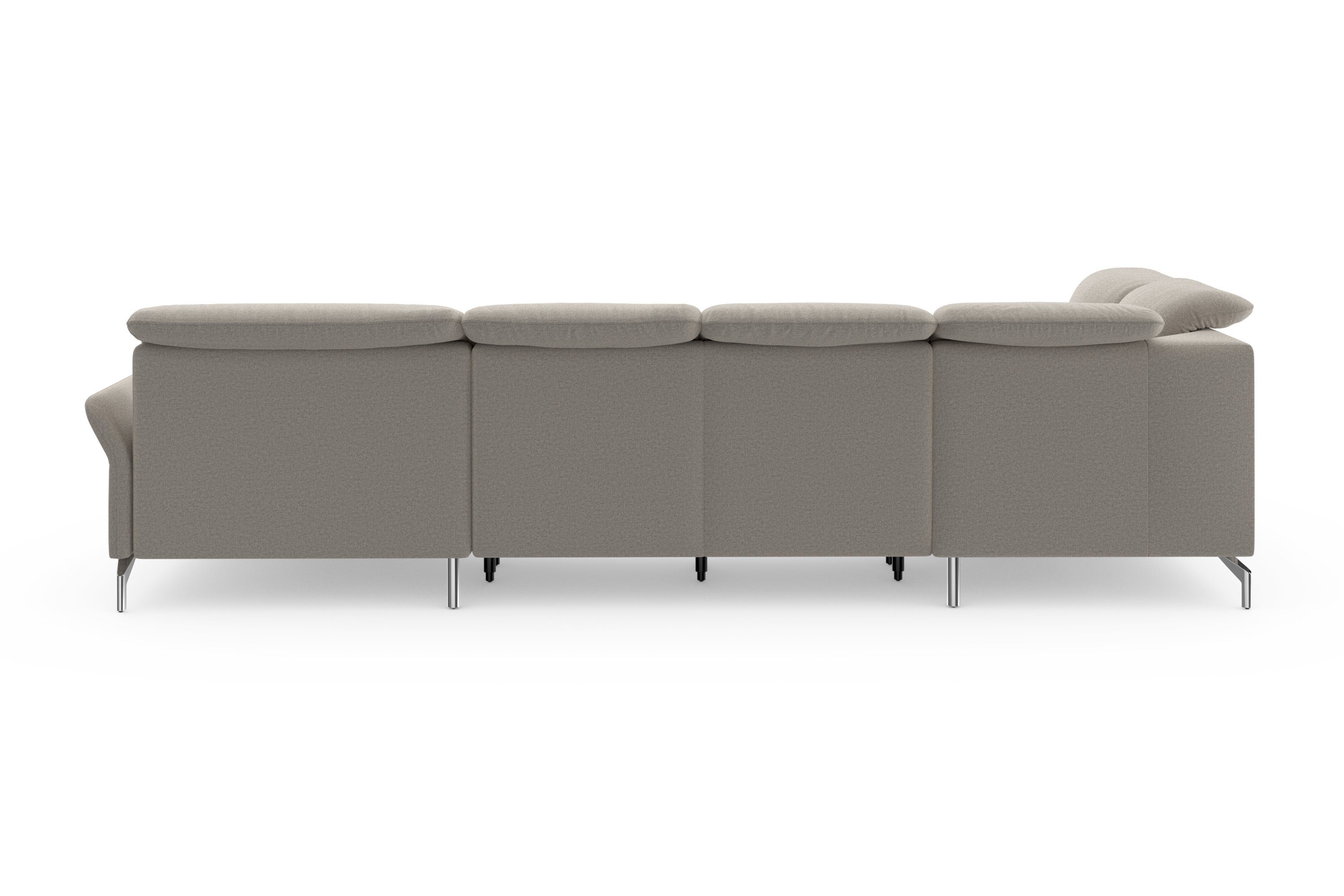 sit&more Zithoek Fashion U-vorm naar keuze met verstelbare hoofdsteun, uittrekzitting, motorisch, nikkel poten