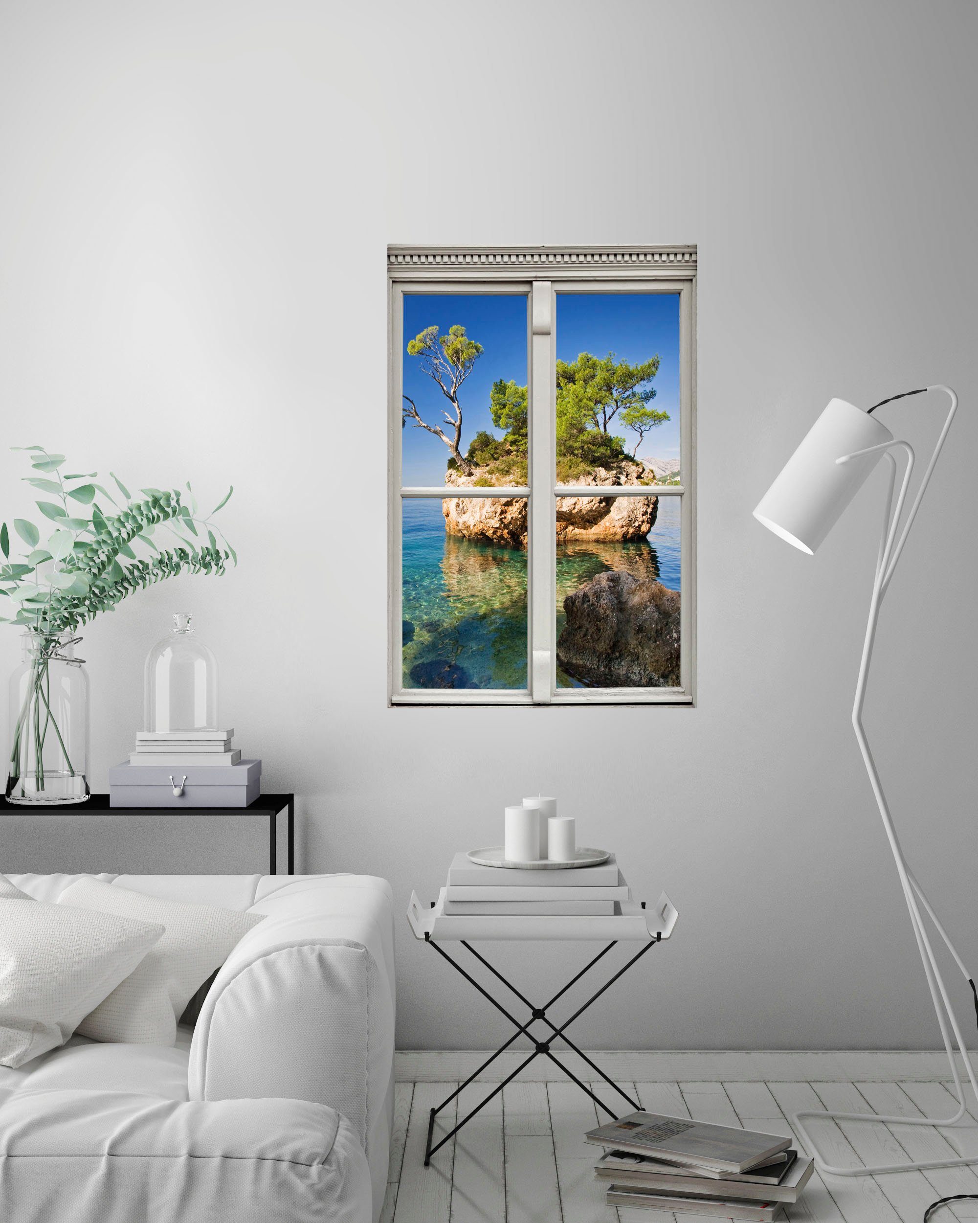 queence Wandfolie Eiland Muursticker, muurdecoratie, zelfklevend, 3D, raam